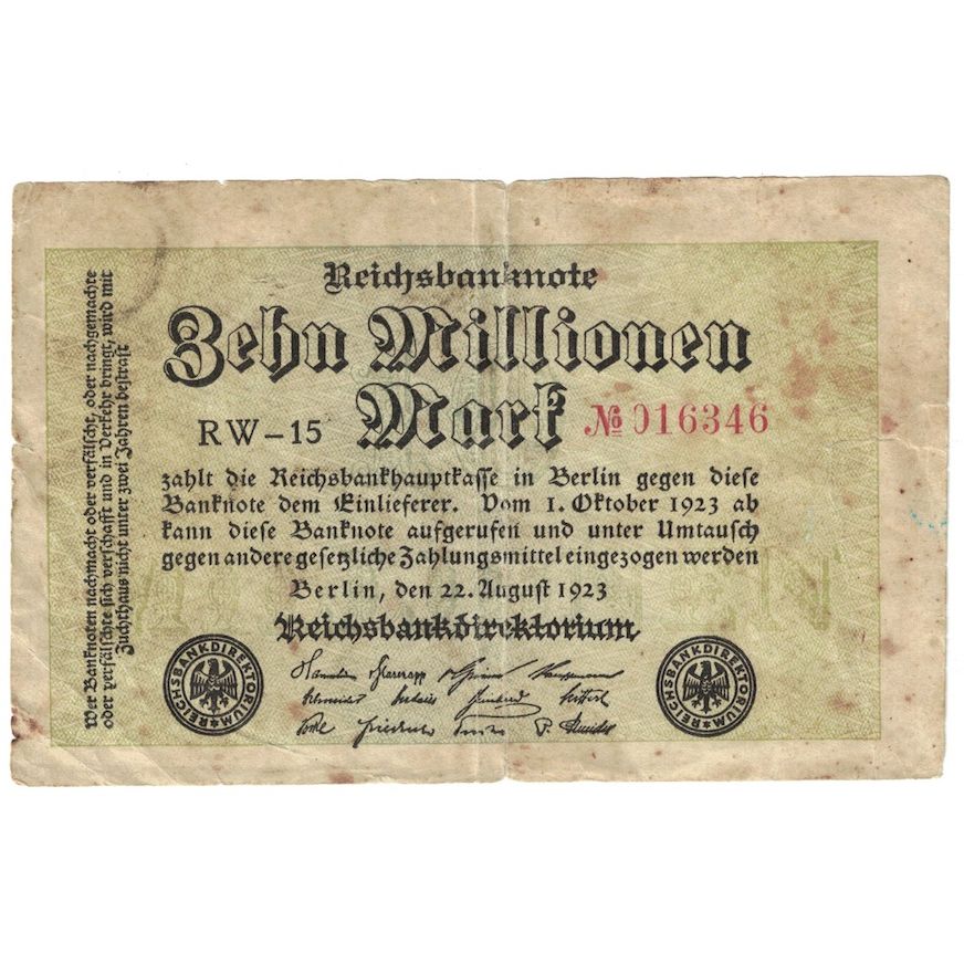 Billet, Allemagne, 10 Millionen Mark, 1923, 1923-08-22, KM:106a, TB+