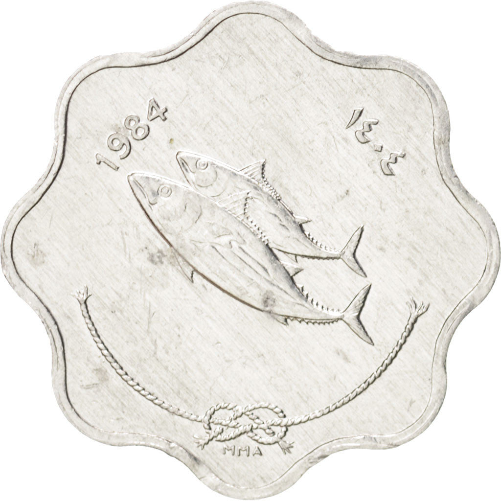 Coin, MALDIVE ISLANDS, 5 Laari, 1984, MS(63), Aluminum, KM:69