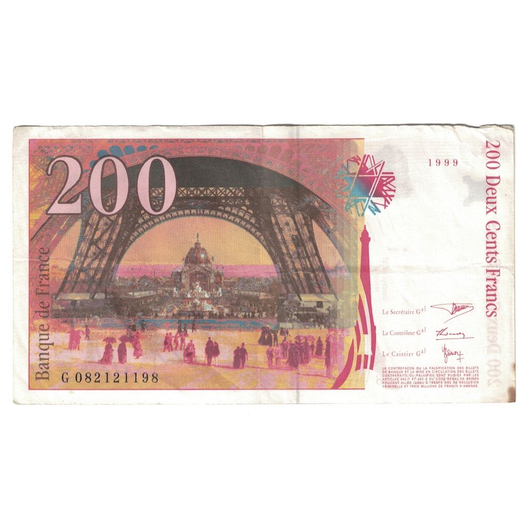 France, 200 Francs, Eiffel, 1999, G.082, VF(30-35), Fayette:75.5, KM:159c