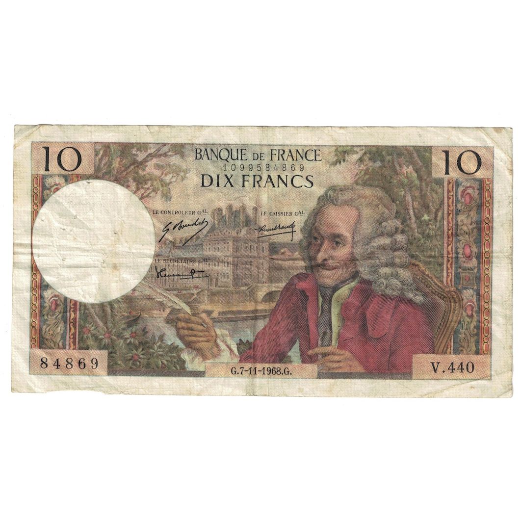 Frankreich, 10 Francs, Voltaire, 1968, V.440, SGE+, Fayette:62.35, KM:147c