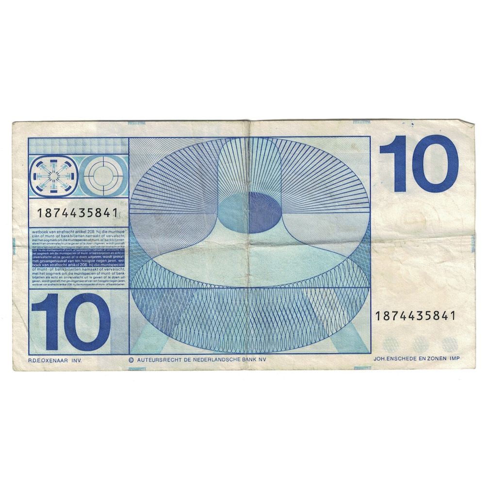 Banknote, Netherlands, 10 Gulden, 1968, 1968-04-25, KM:91b, VF(30-35)