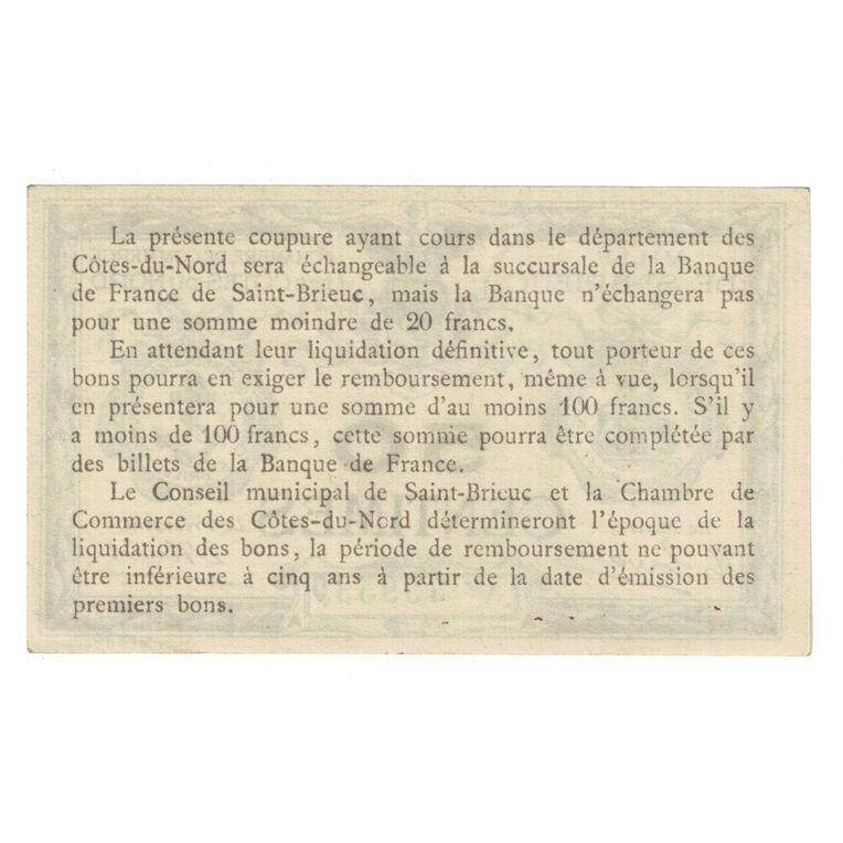 France, Saint-Brieuc, 50 Centimes, Chambre de Commerce, UNC(63), Pirot:111-1