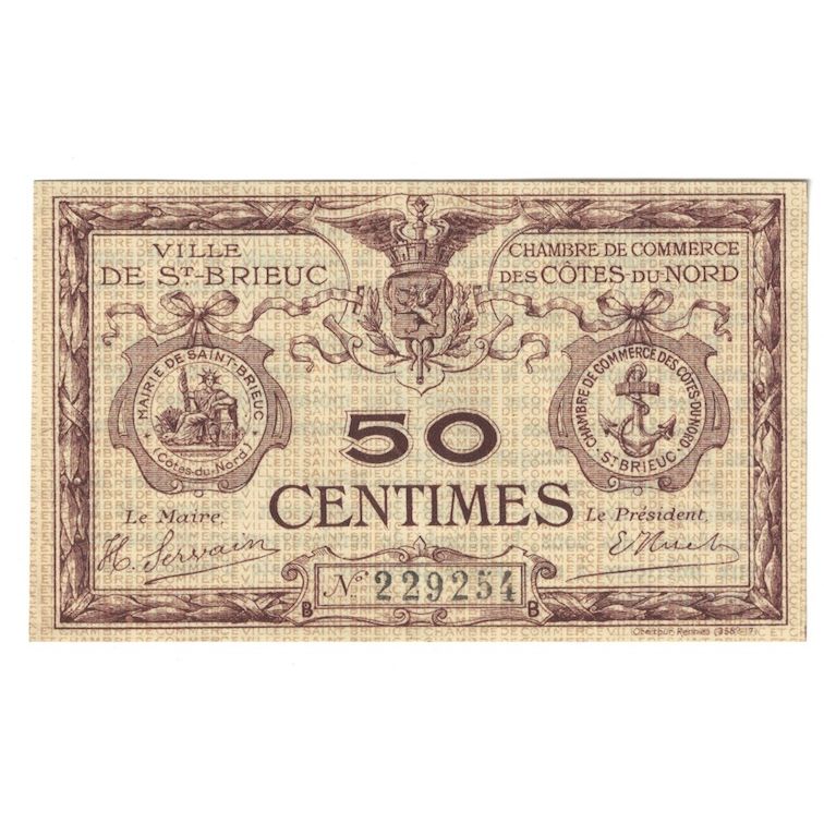 Frankrijk, Saint-Brieuc, 50 Centimes, Chambre de Commerce, SPL+, Pirot:111-1