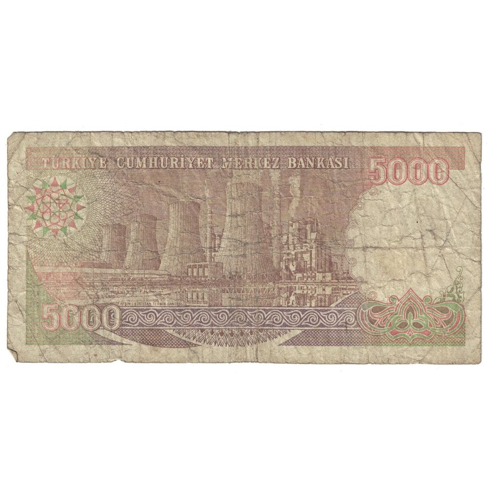 Biljet, Turkije, 5000 Lira, 1990, KM:198, B+