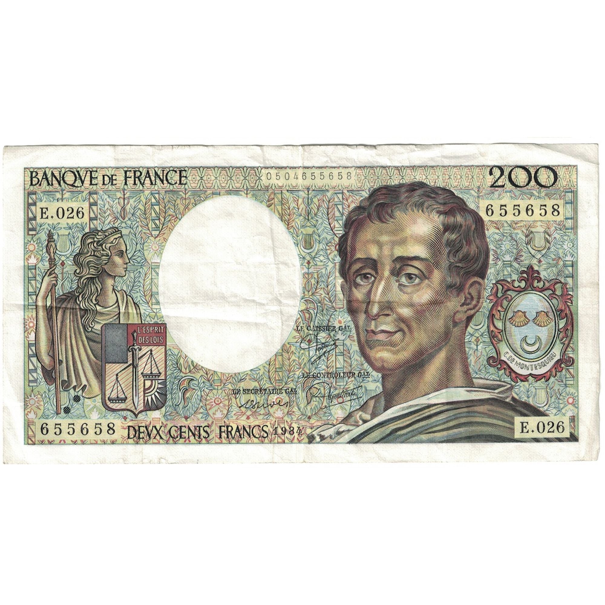 Francia, 200 Francs, Montesquieu, 1984, E.026, BC+, Fayette:70.4, KM:155a
