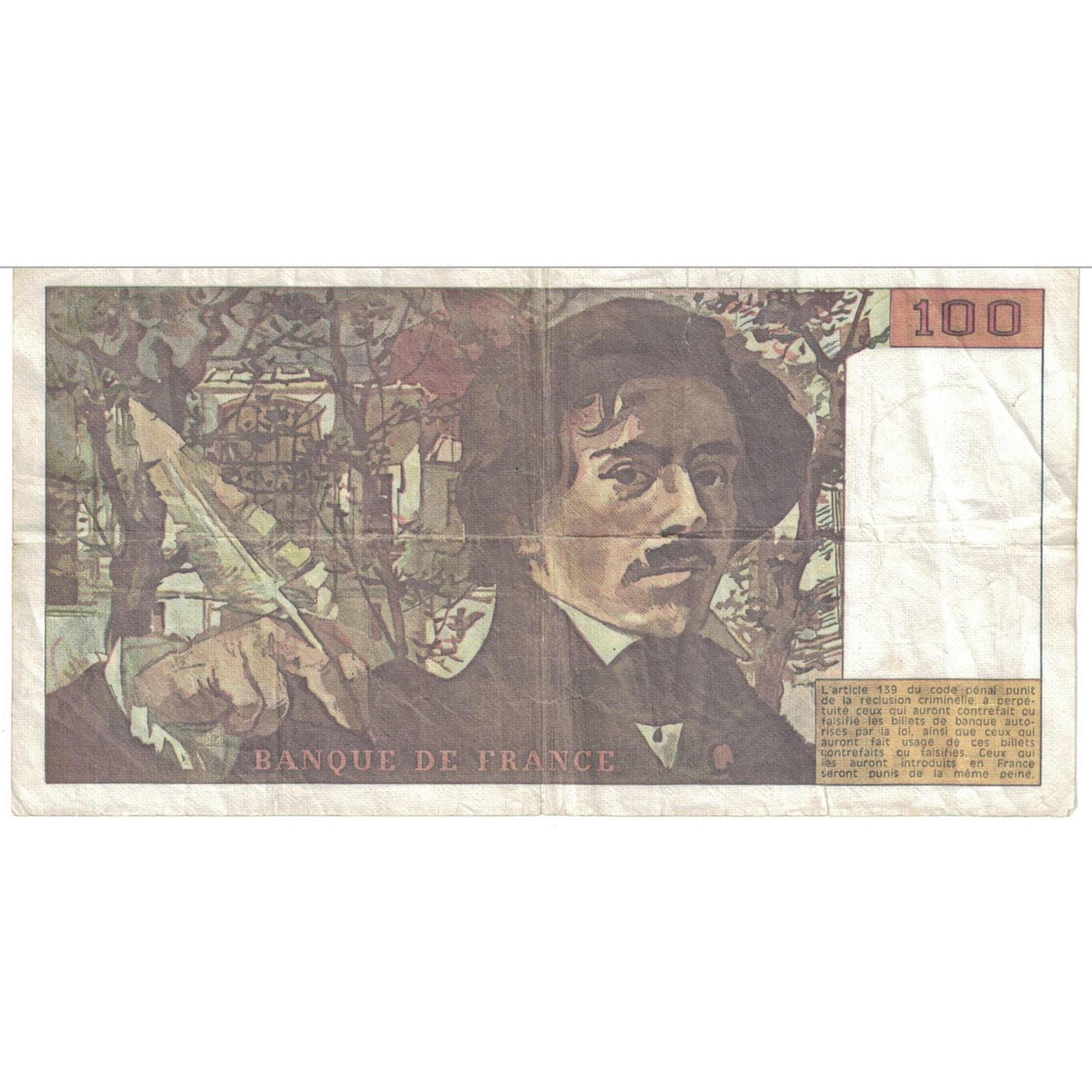 France, 100 Francs, Delacroix, 1990, Q.153, TB, Fayette:69BIS.02A, KM:154e