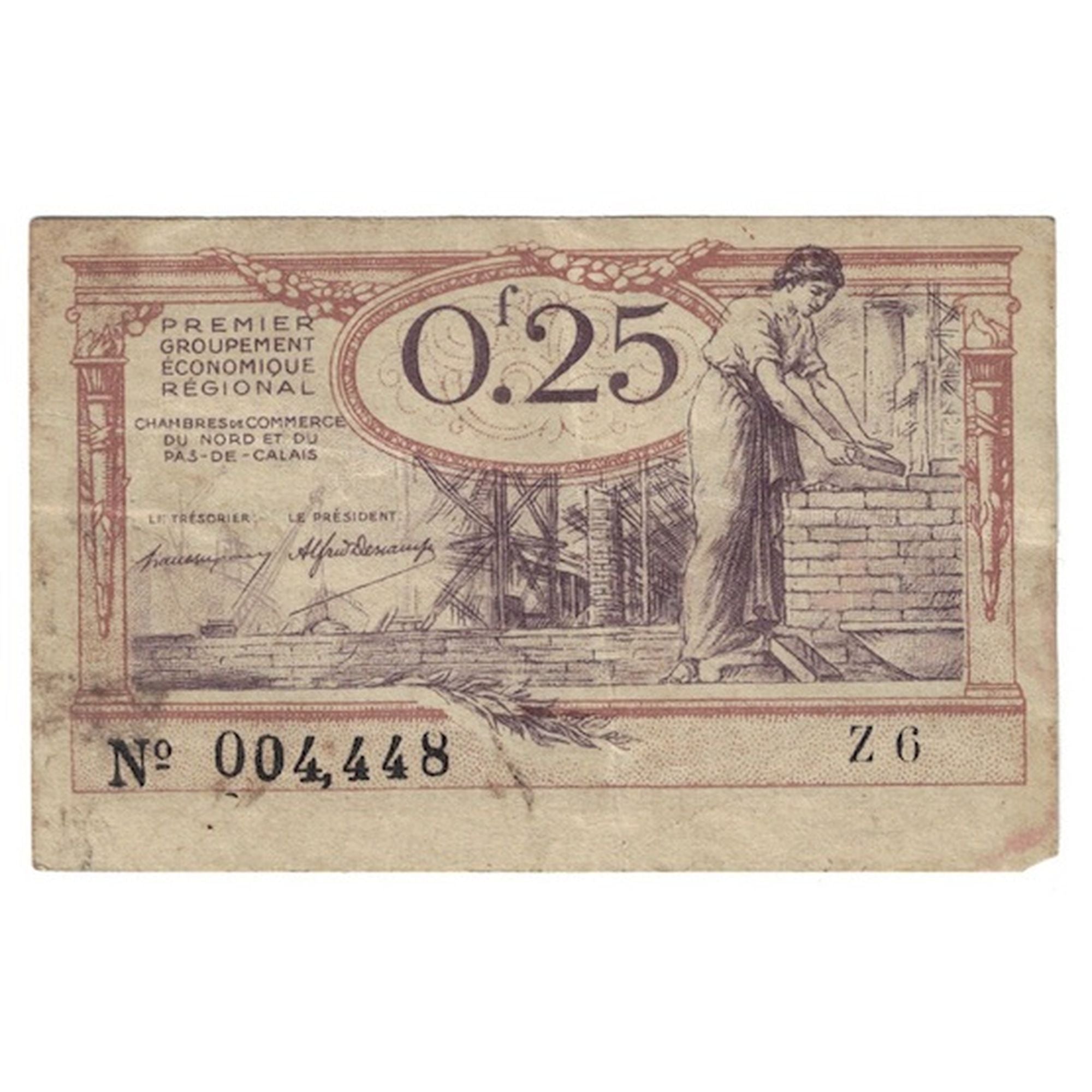 France, 25 Centimes, 1925, Z.6, Chambre de Commerce Nord et Pas-de Calais