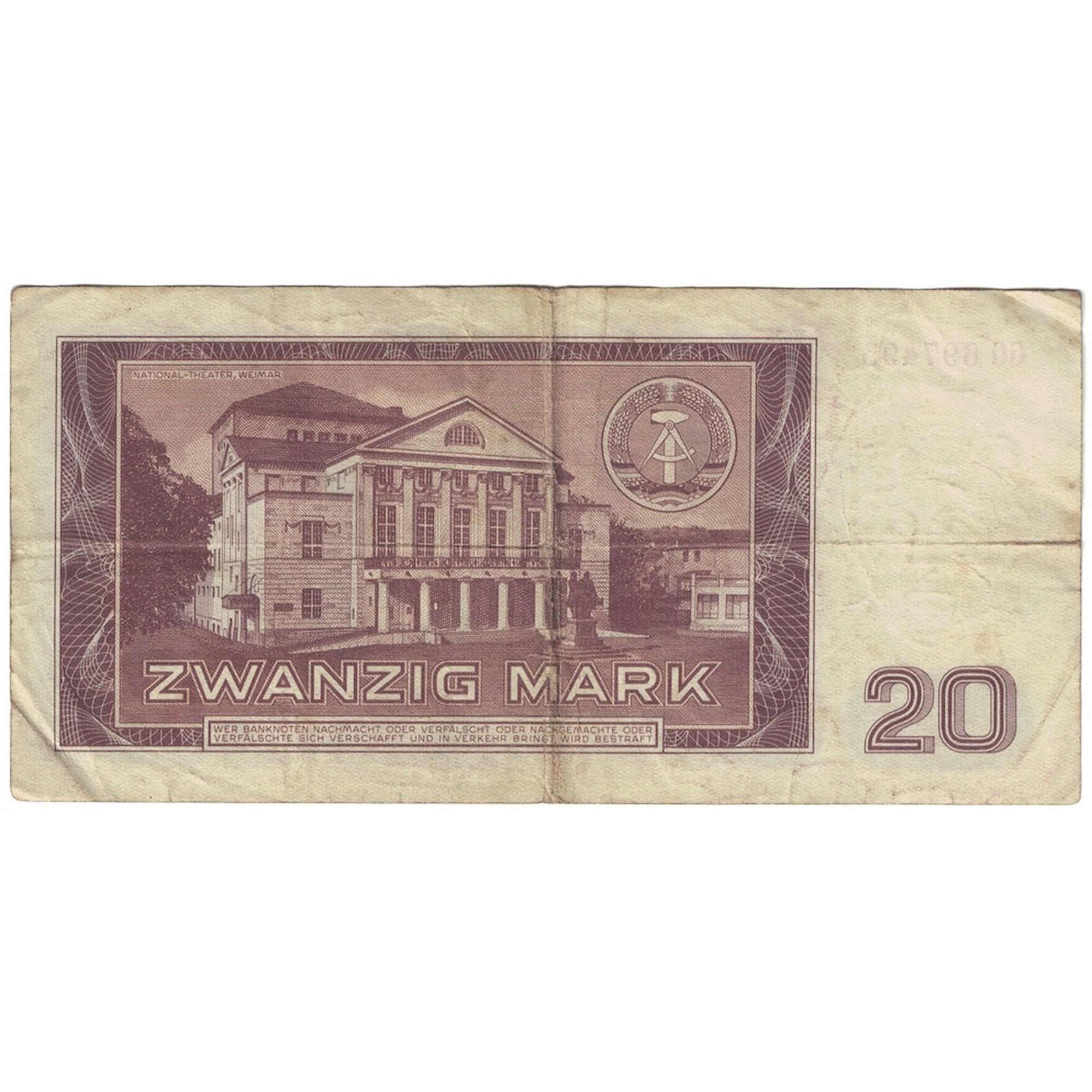 Banknote, Germany - Democratic Republic, 20 Mark, 1964, KM:24a, VF(30-35)