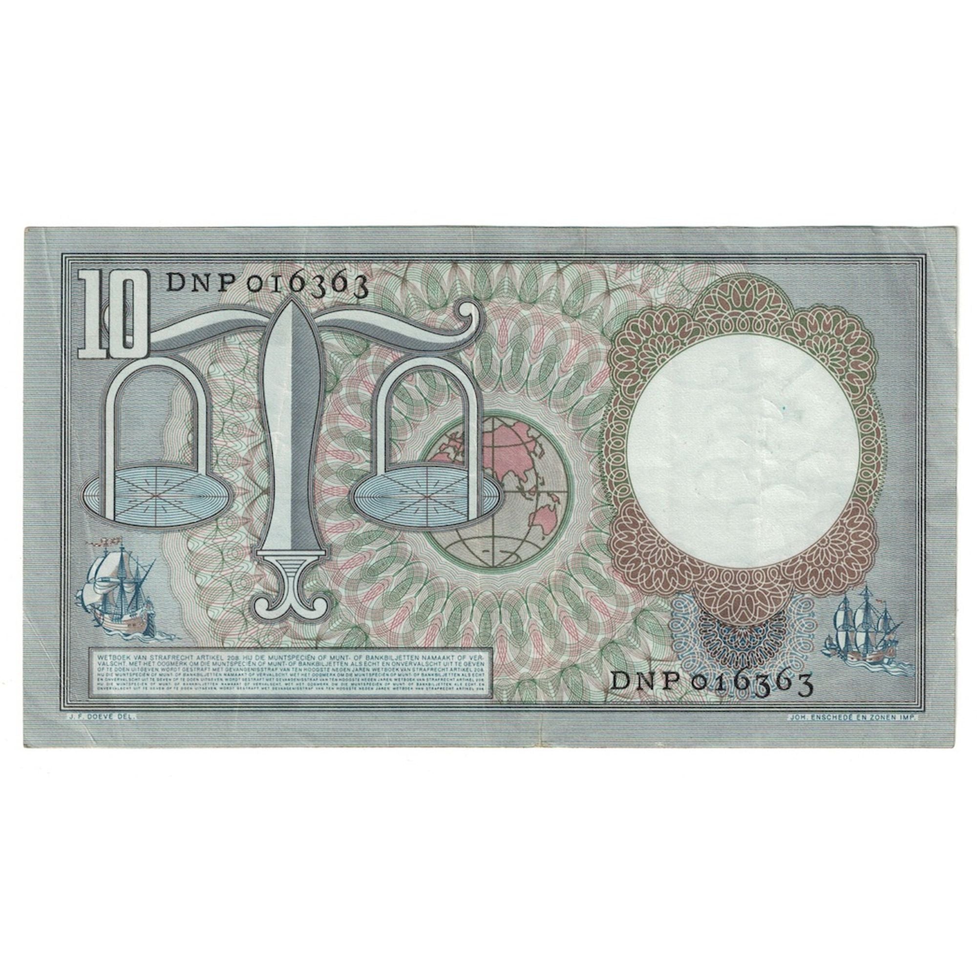 Banconote, Paesi Bassi, 10 Gulden, 1953, 1953-03-23, KM:85, BB+