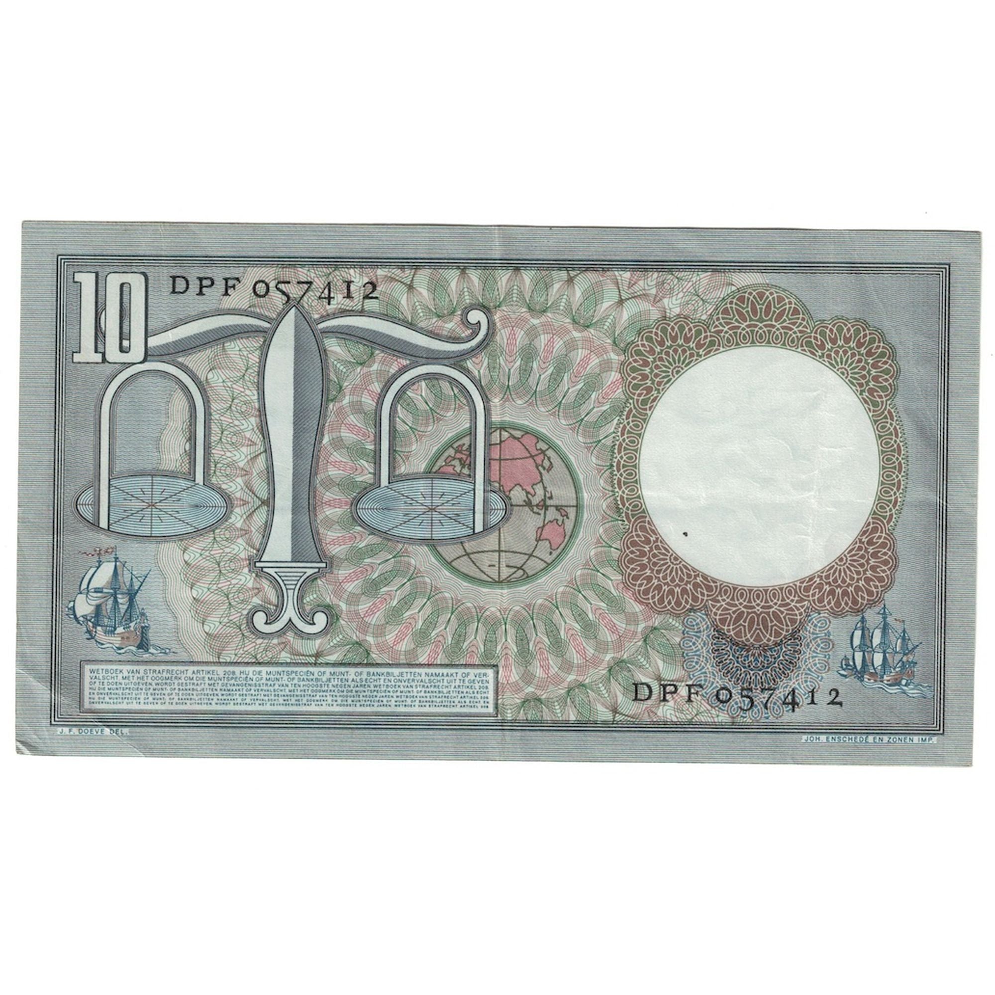 Geldschein, Niederlande, 10 Gulden, 1953, 1953-03-23, KM:85, SS+