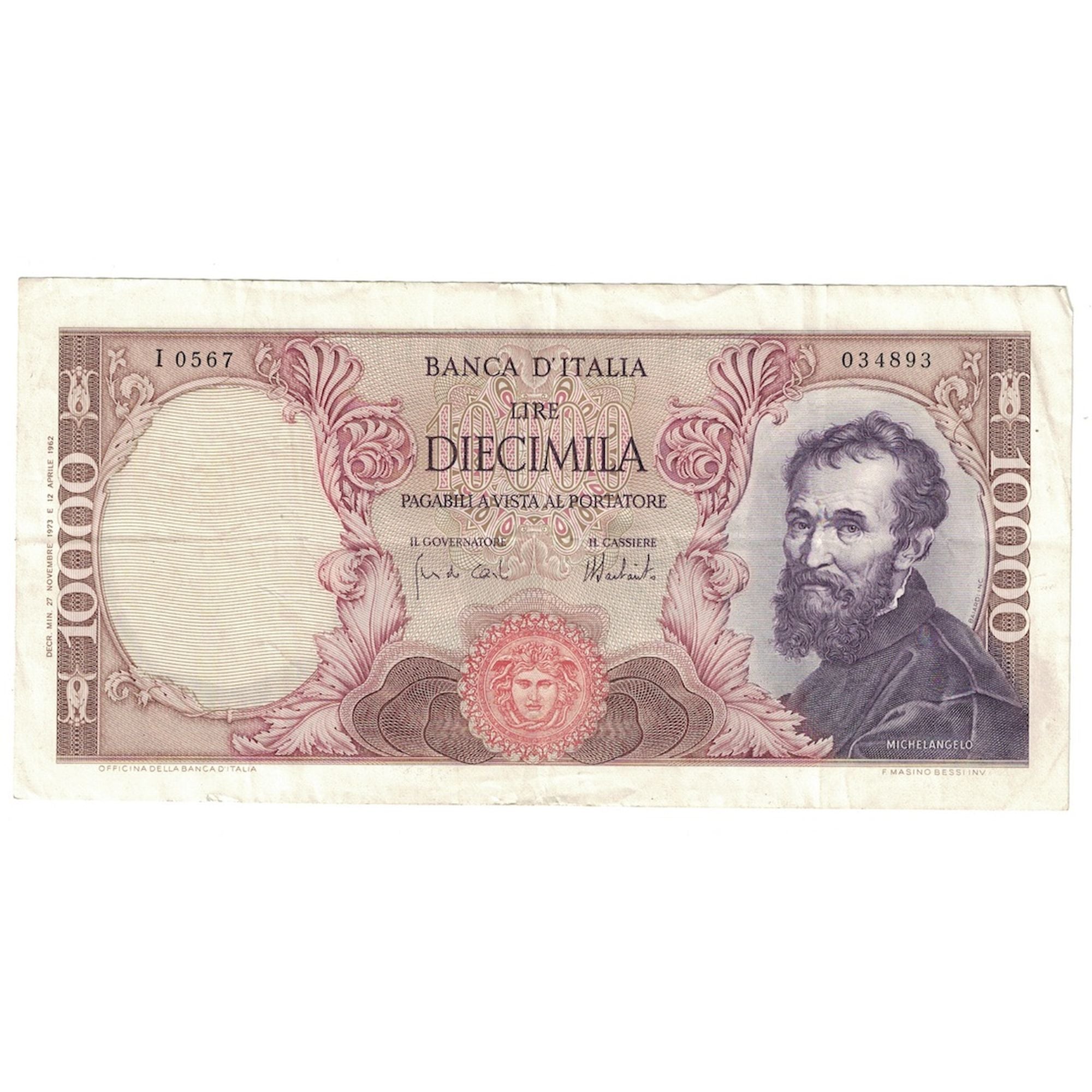 Banknote, Italy, 10,000 Lire, 1962-73, KM:97f, EF(40-45)