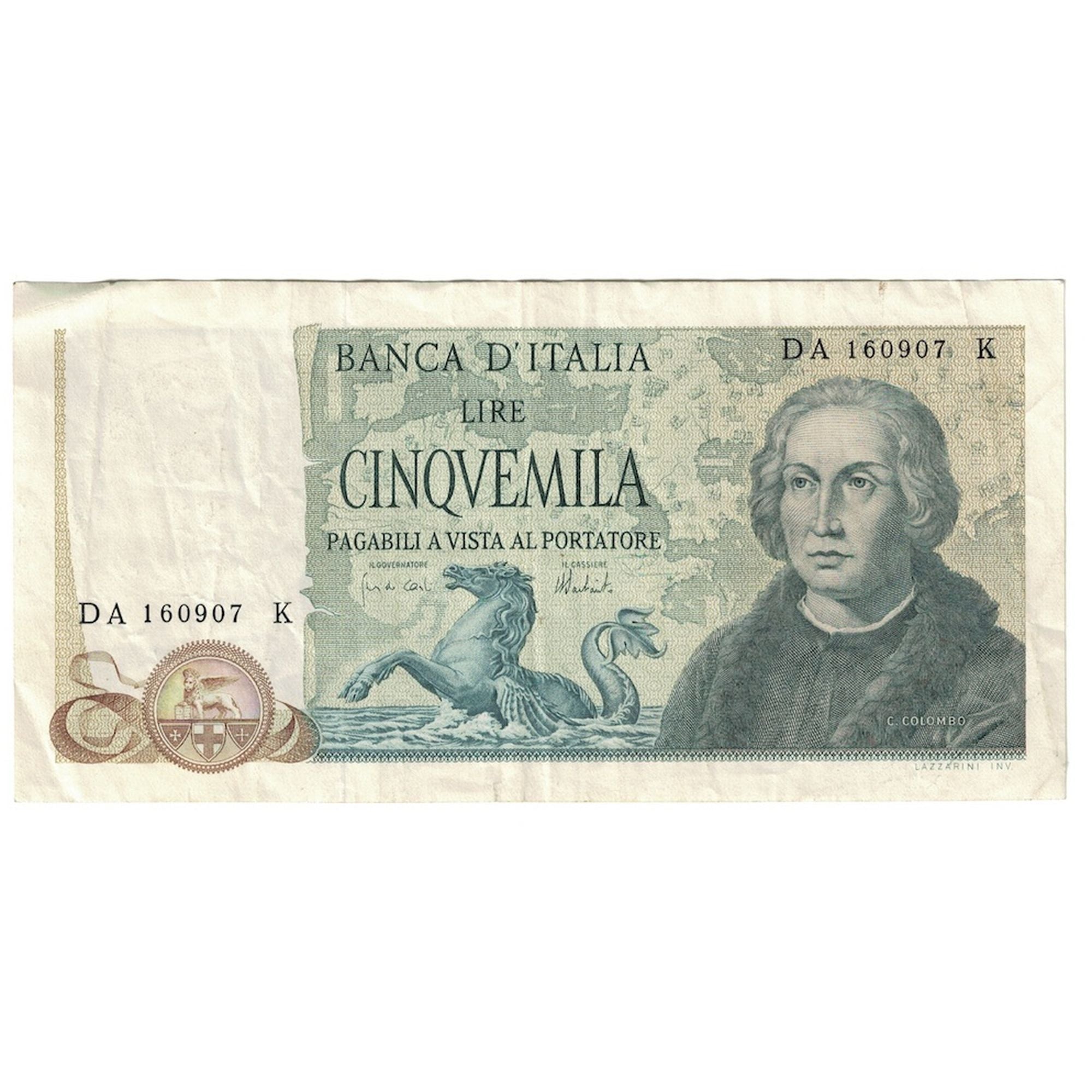 Banknote, Italy, 5000 Lire, 1973, 1973-04-11, KM:102b, AU(50-53)