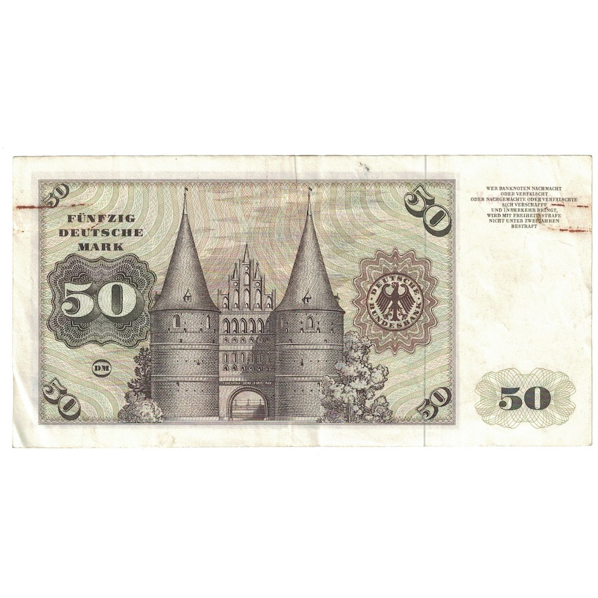 Banknot, Niemcy - RFN, 50 Deutsche Mark, 1980, 1980-01-02, KM:33c, AU(50-53)