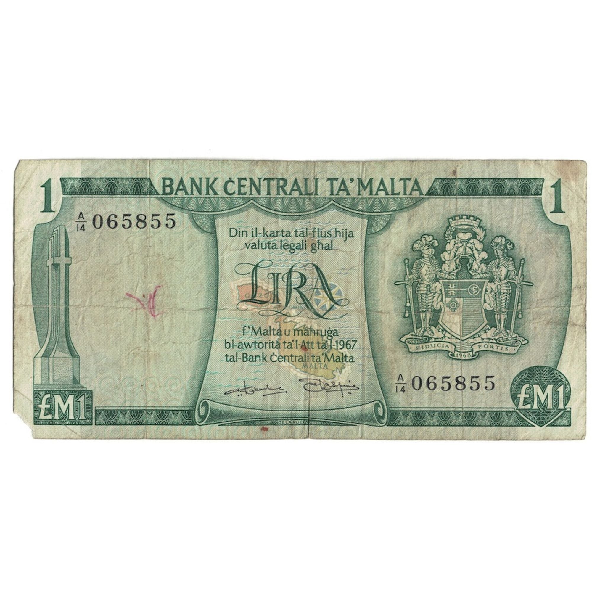 Banknote, Malta, 1 Lira, L.1967 (1973), KM:31b, VF(20-25)
