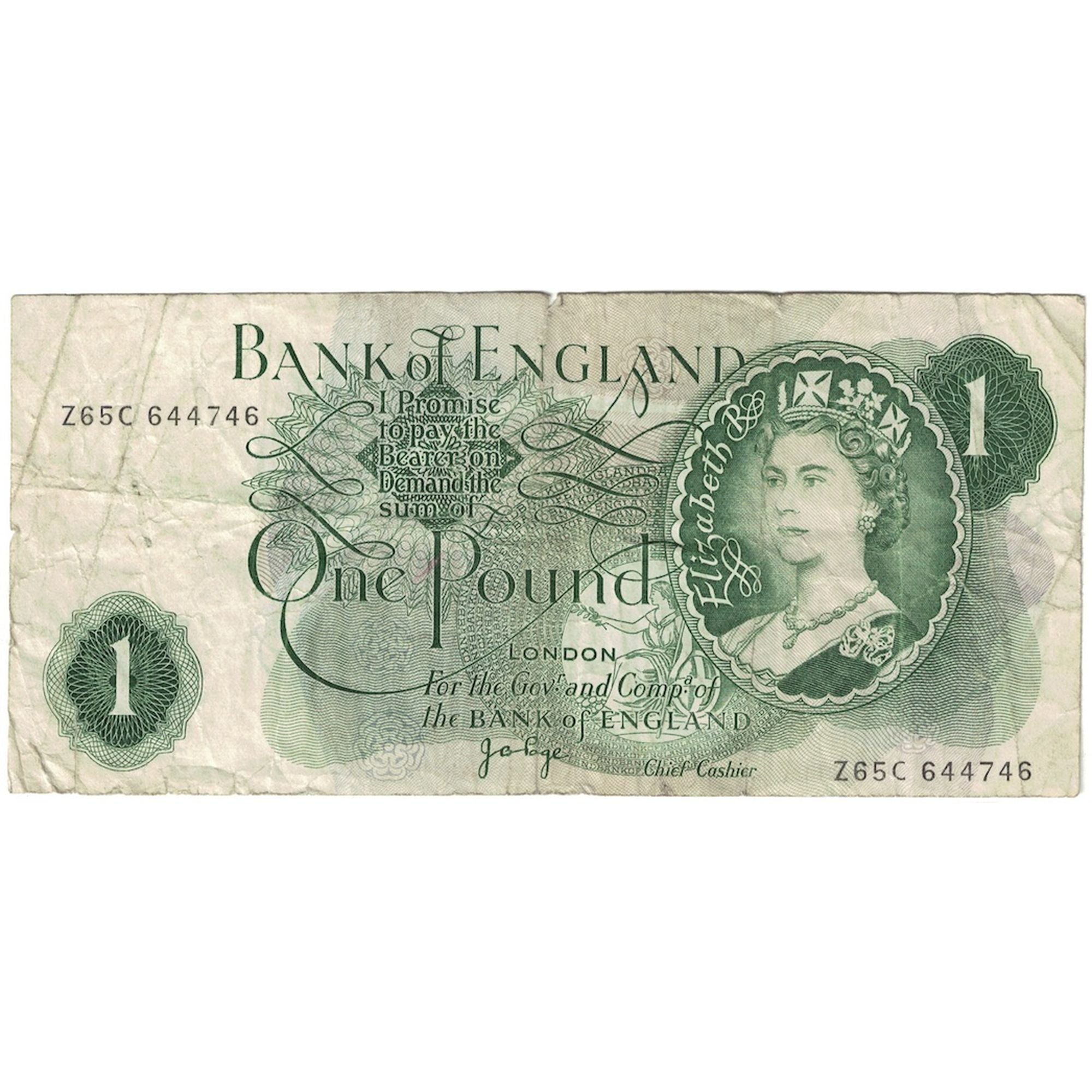Banknote, Great Britain, 1 Pound, Undated (1970-77), KM:374g, VF(20-25)
