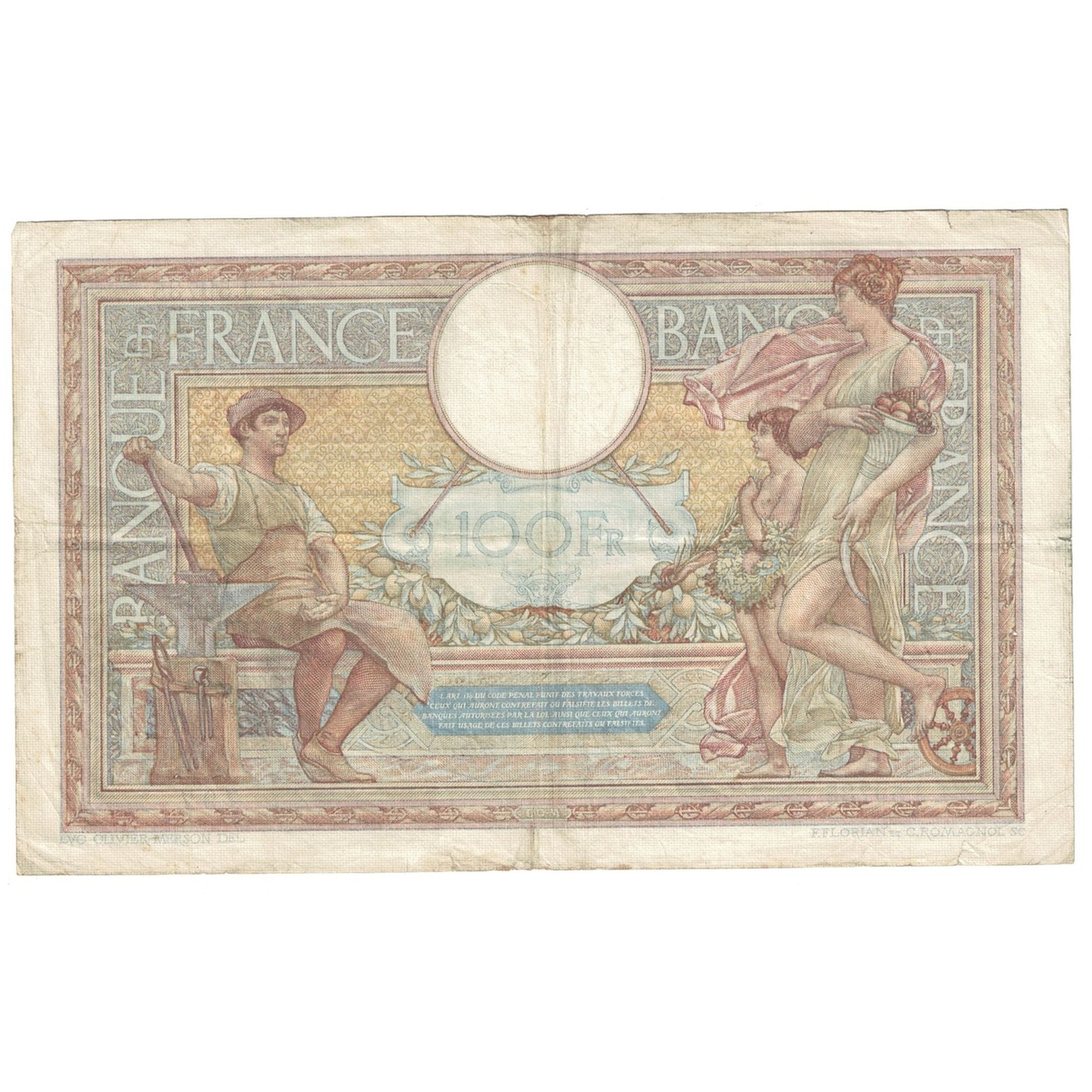 Francia, 100 Francs, Luc Olivier Merson, 1938, J.59735, BB, Fayette:25.23