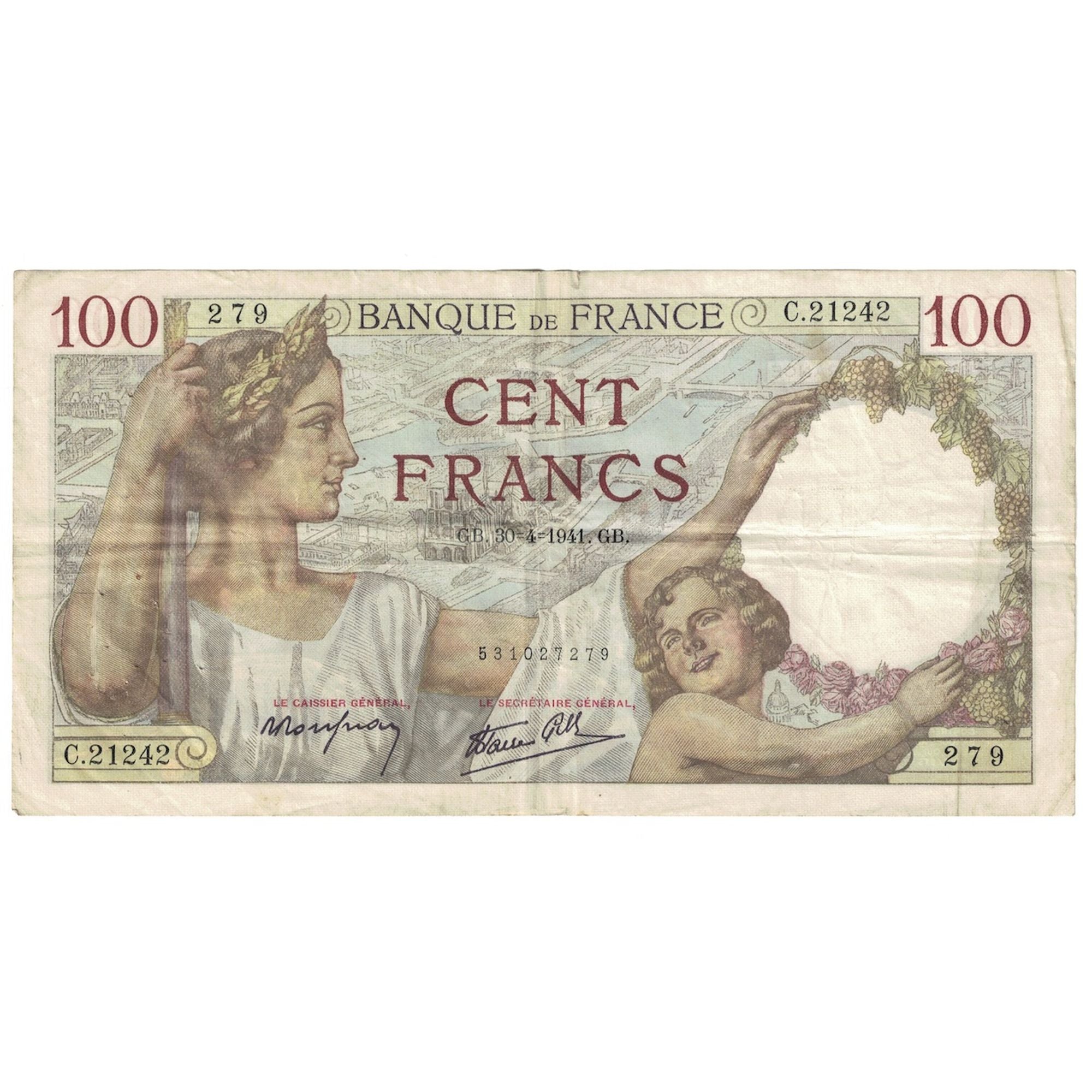 Francia, 100 Francs, Sully, 1941, C.21242, MB+, Fayette:26.51, KM:94