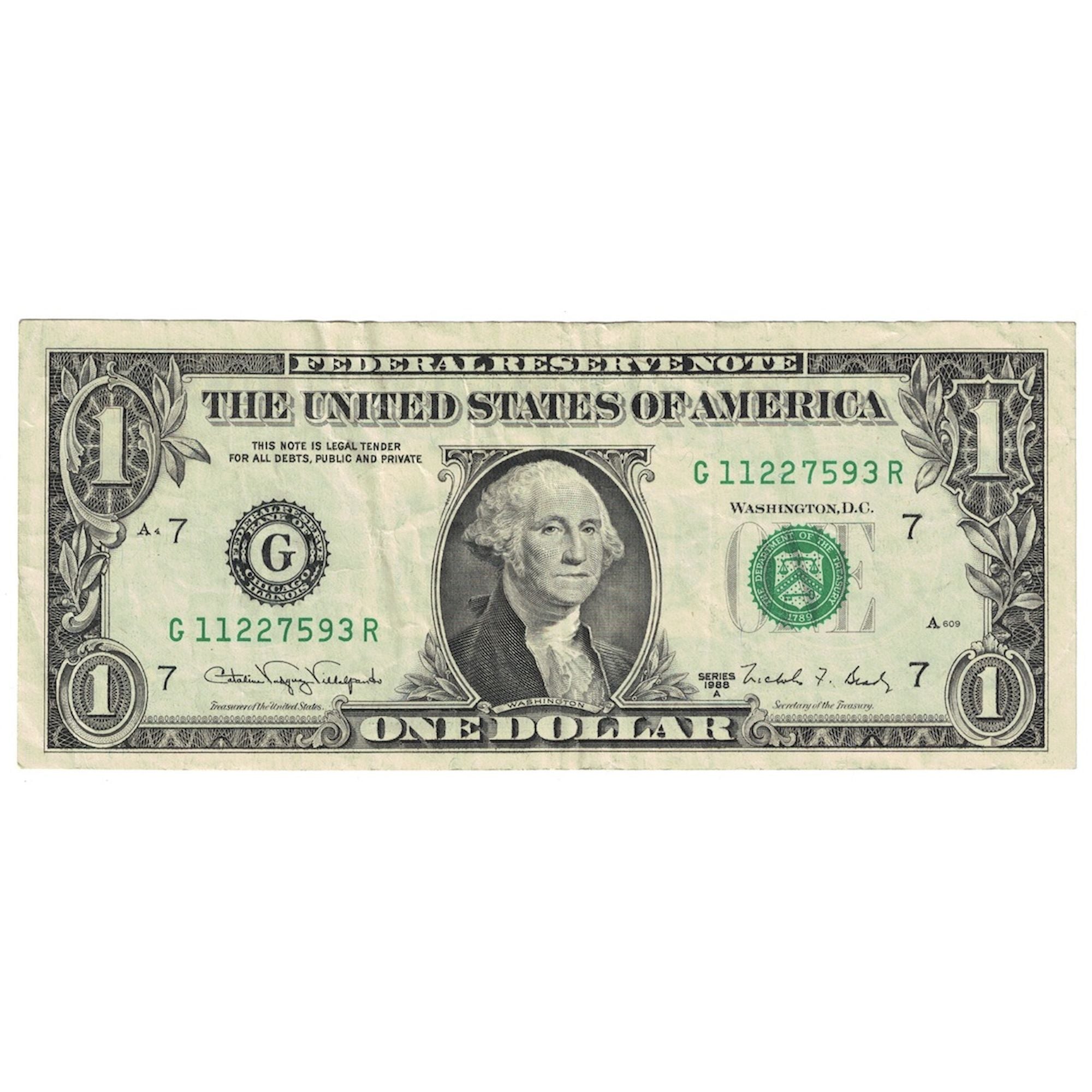 Banknote, United States, One Dollar, 1988A, Chicago, KM:3850, AU(50-53)