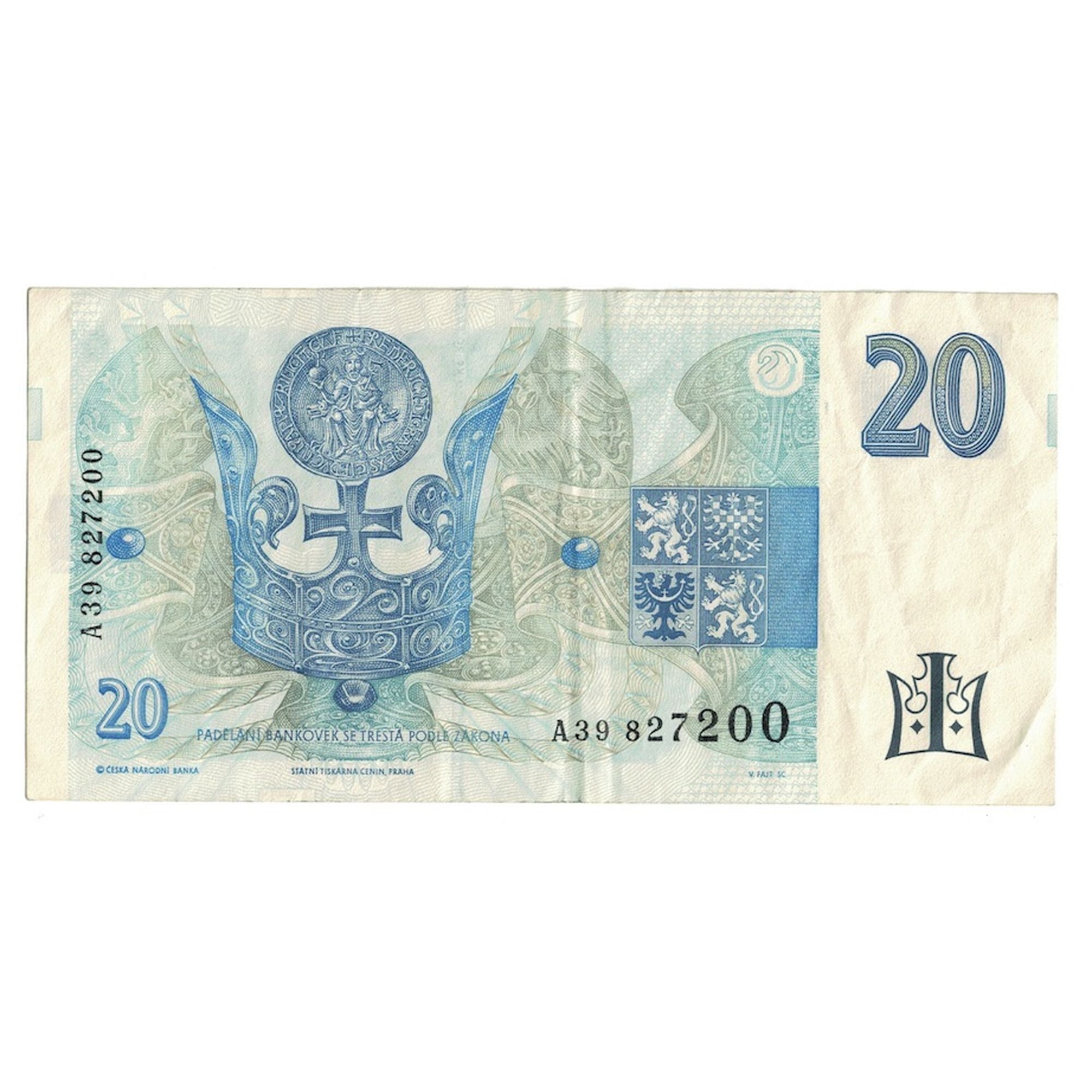 Banconote, Repubblica Ceca, 20 Korun, 1994, KM:10a, BB