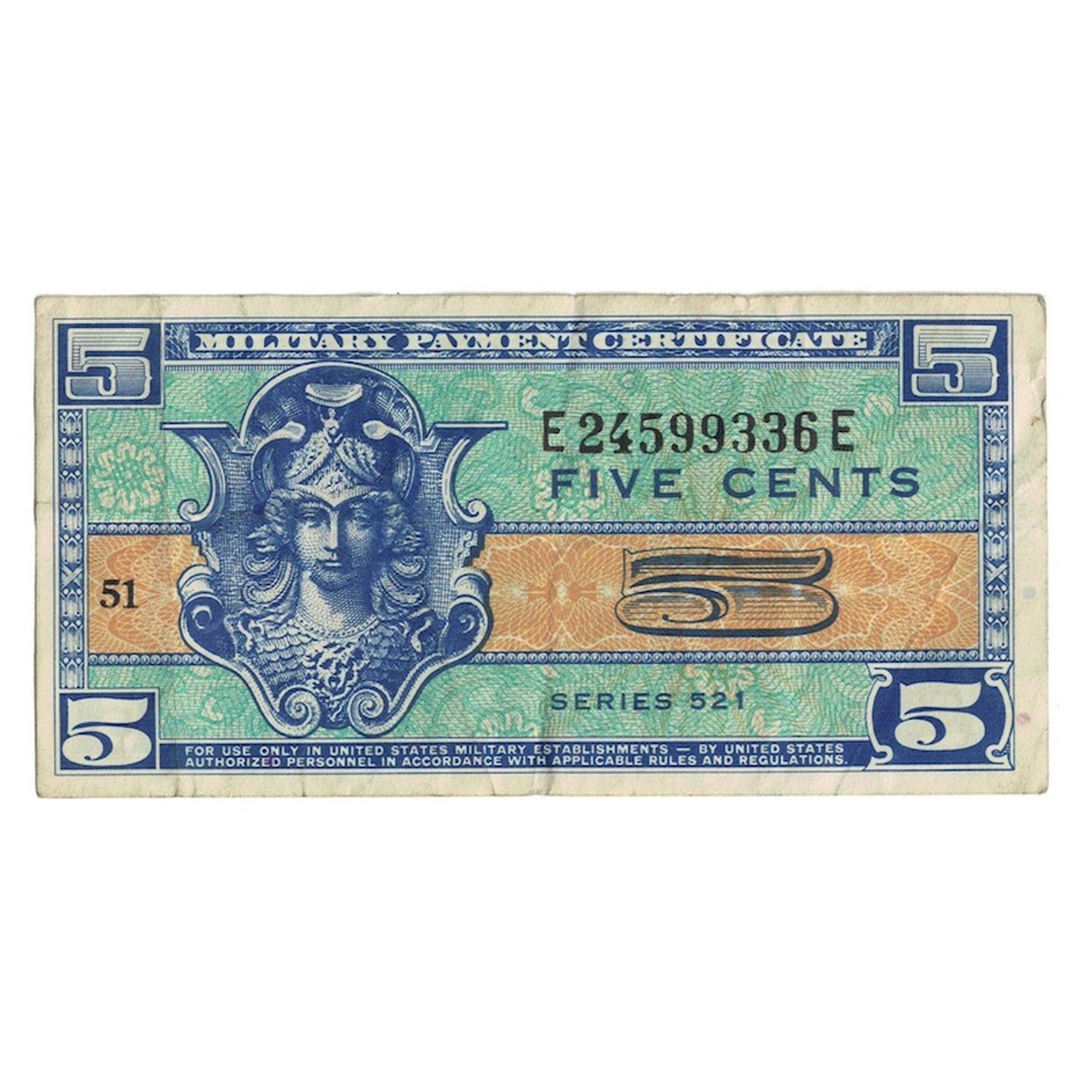 Banknote, United States, 5 Cents, ND (1958), KM:M29, EF(40-45)