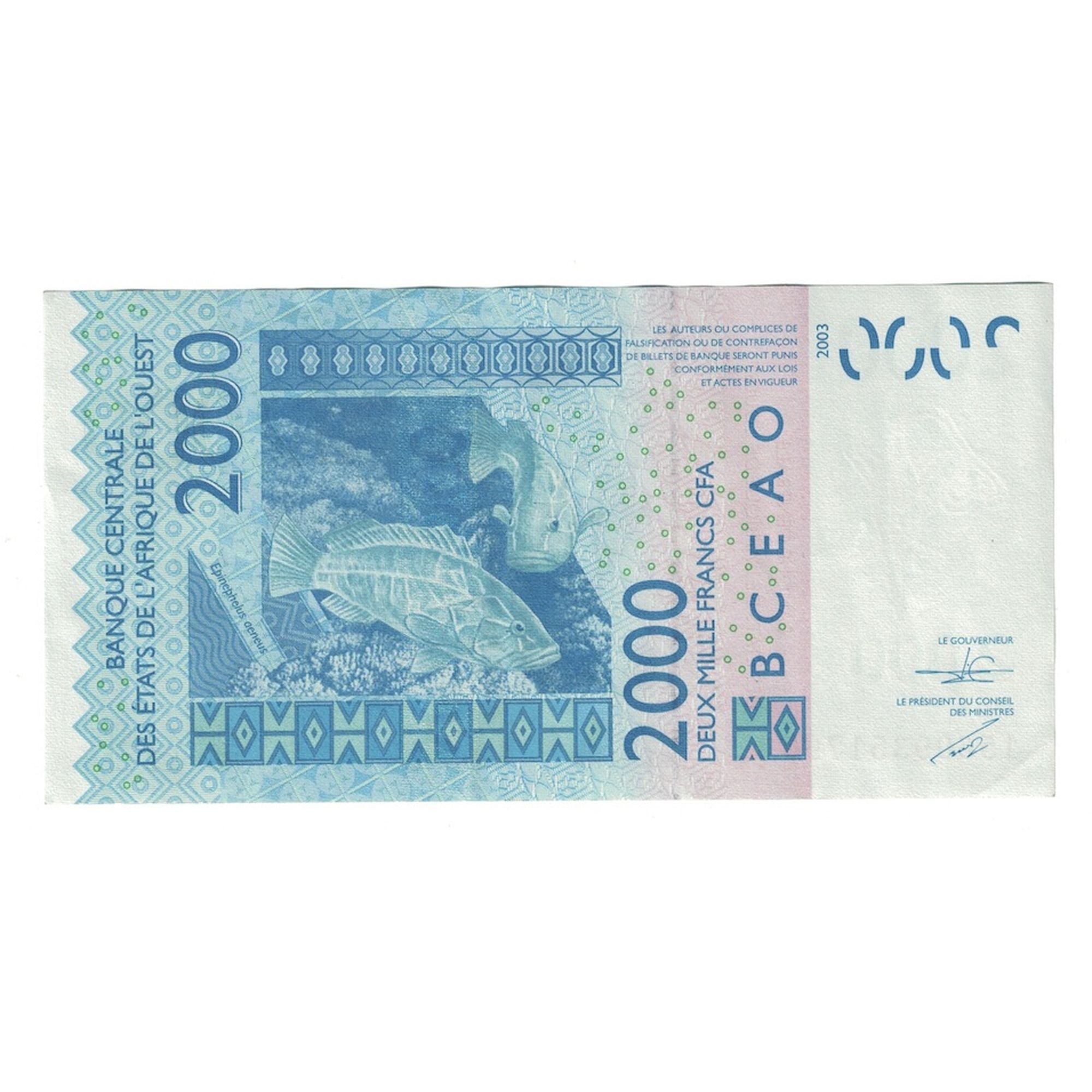 Banknote, West African States, 2000 Francs, 2004, KM:416Db, UNC(60-62)