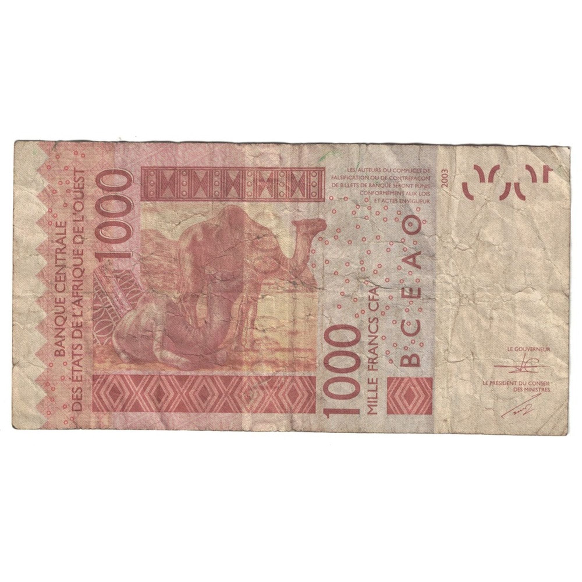 Nota, Estados da África Ocidental, 1000 Francs, 2004, KM:715Kb, VF(20-25)