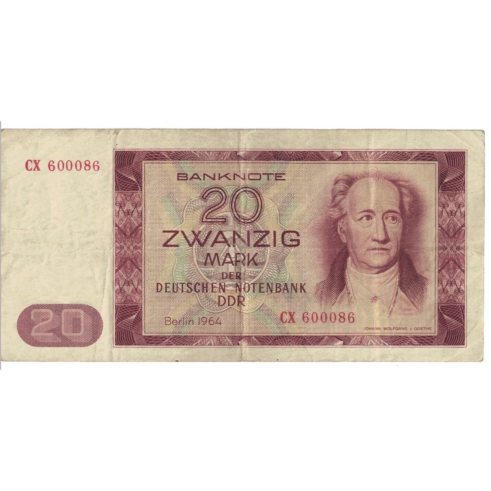 Banknote, Germany - Democratic Republic, 20 Mark, 1964, KM:24a, VF(30-35)