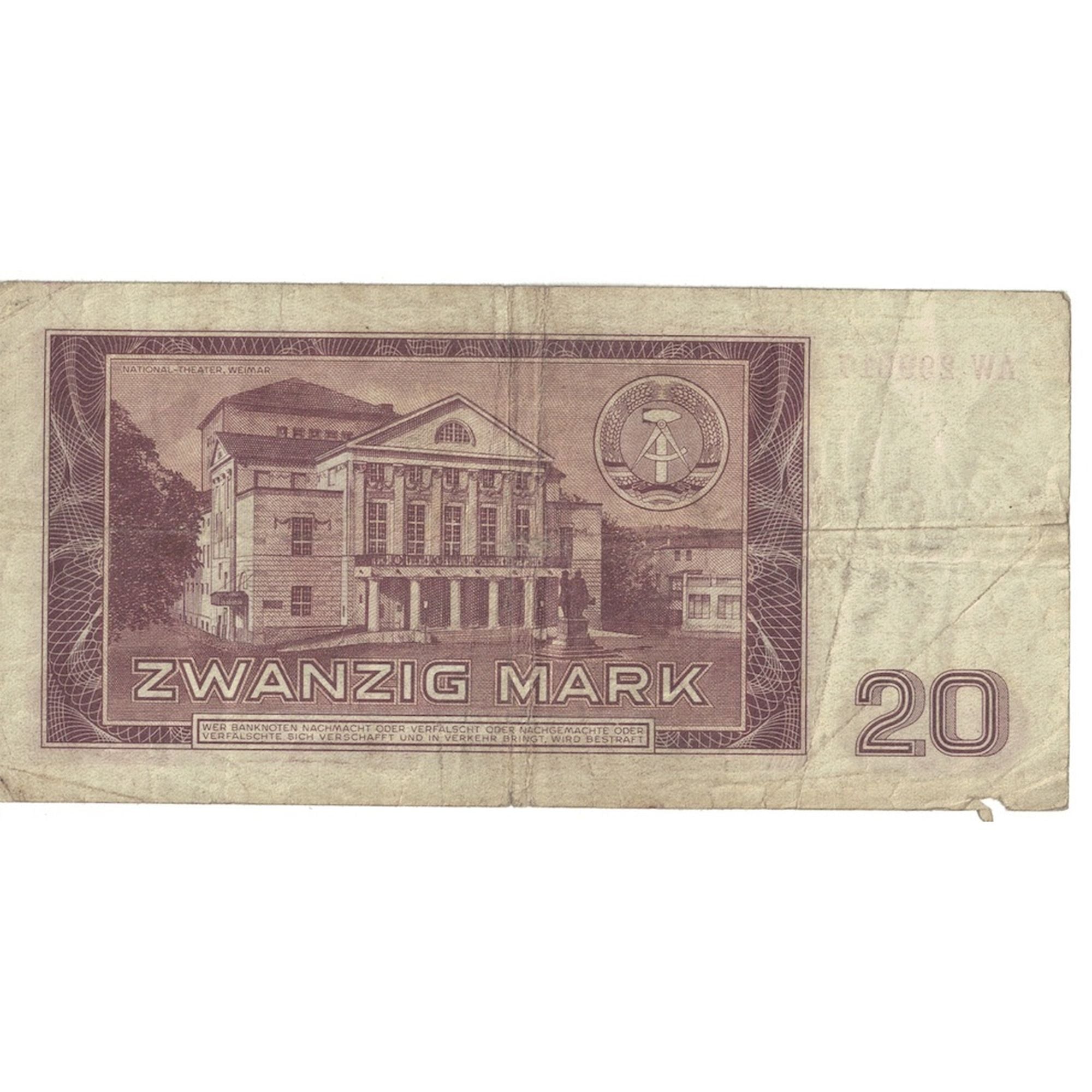 Banknote, Germany - Democratic Republic, 20 Mark, 1964, KM:24a, VF(20-25)