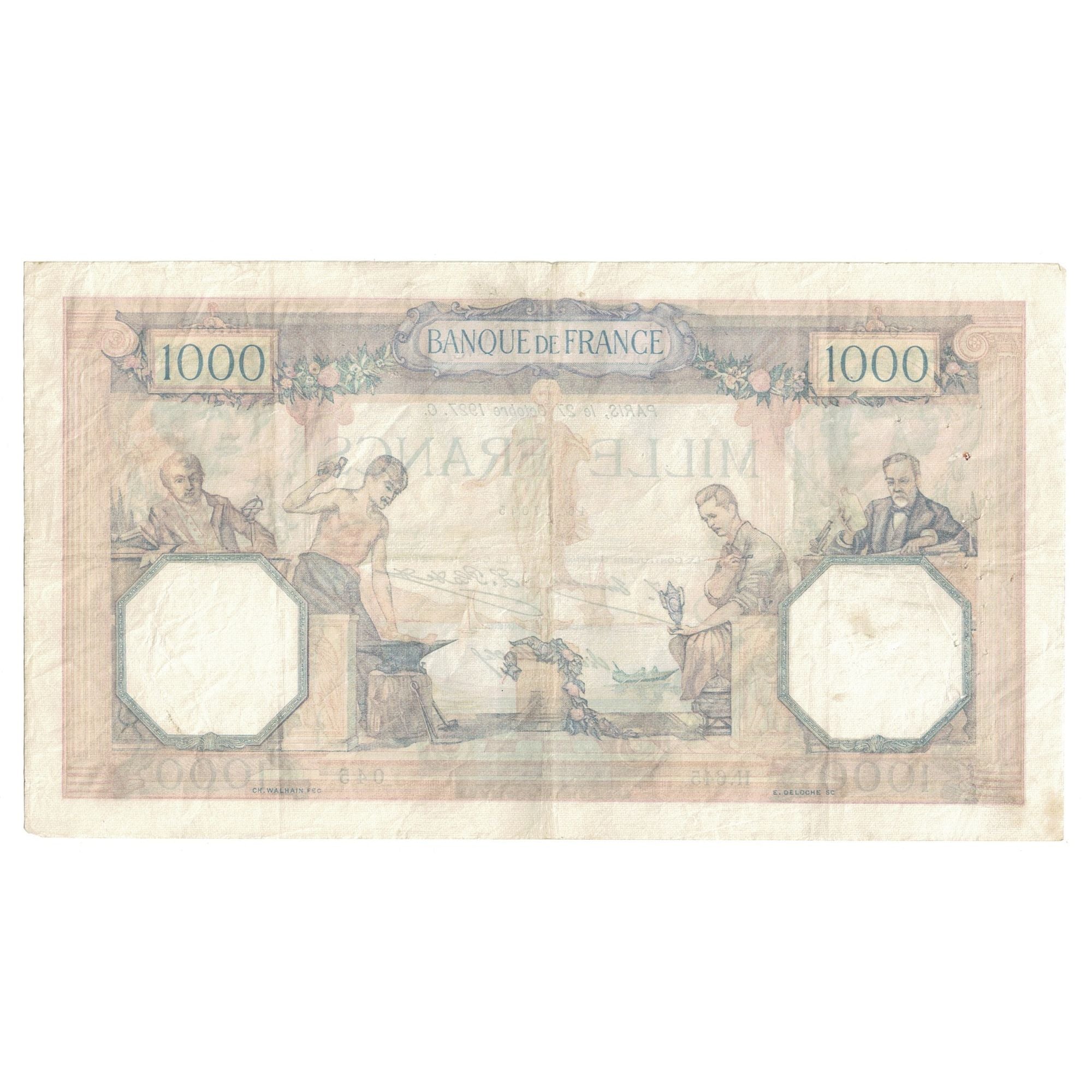 Francia, 1000 Francs, Bleu et Rose, 1927, H.645, MB+, Fayette:37.1, KM:79a