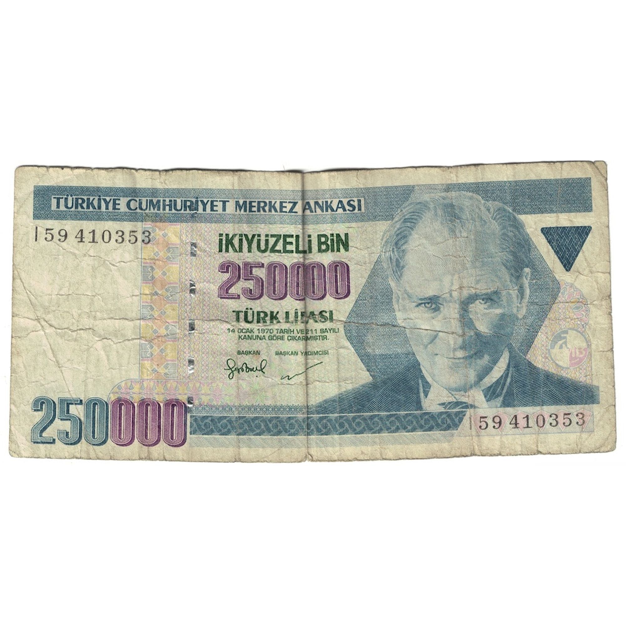 Geldschein, Türkei, 250,000 Lira, 1992, KM:207, S