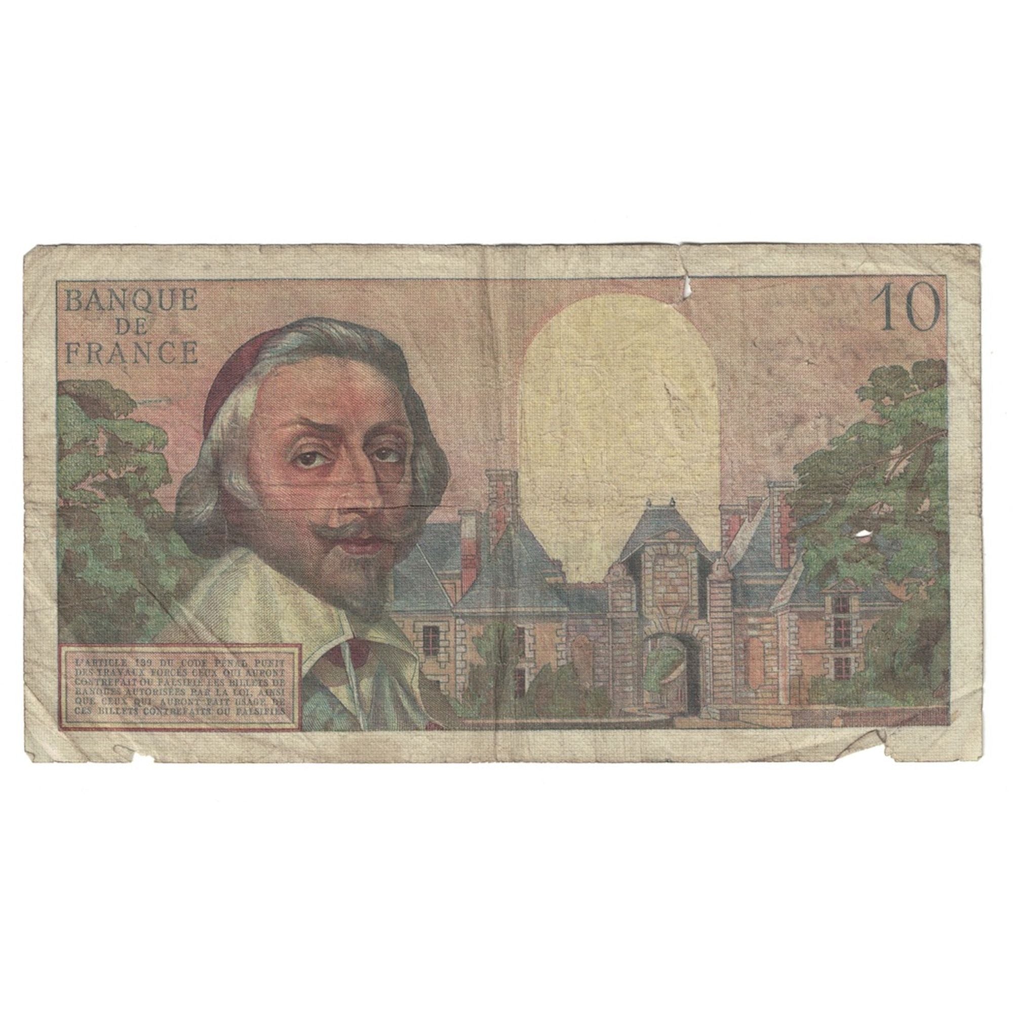 França, 10 Nouveaux Francs, 1955-1959 Overprinted with ''Nouveaux Francs''