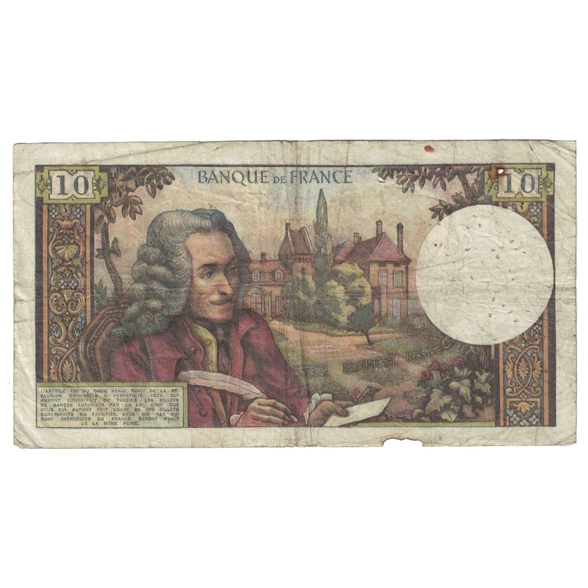 França, 10 Francs, Voltaire, 1970, Y.539, F(12-15), Fayette:62.41, KM:147c