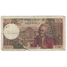 France, 10 Francs, Voltaire, 1970, P.549, B+, Fayette:62.42, KM:147c