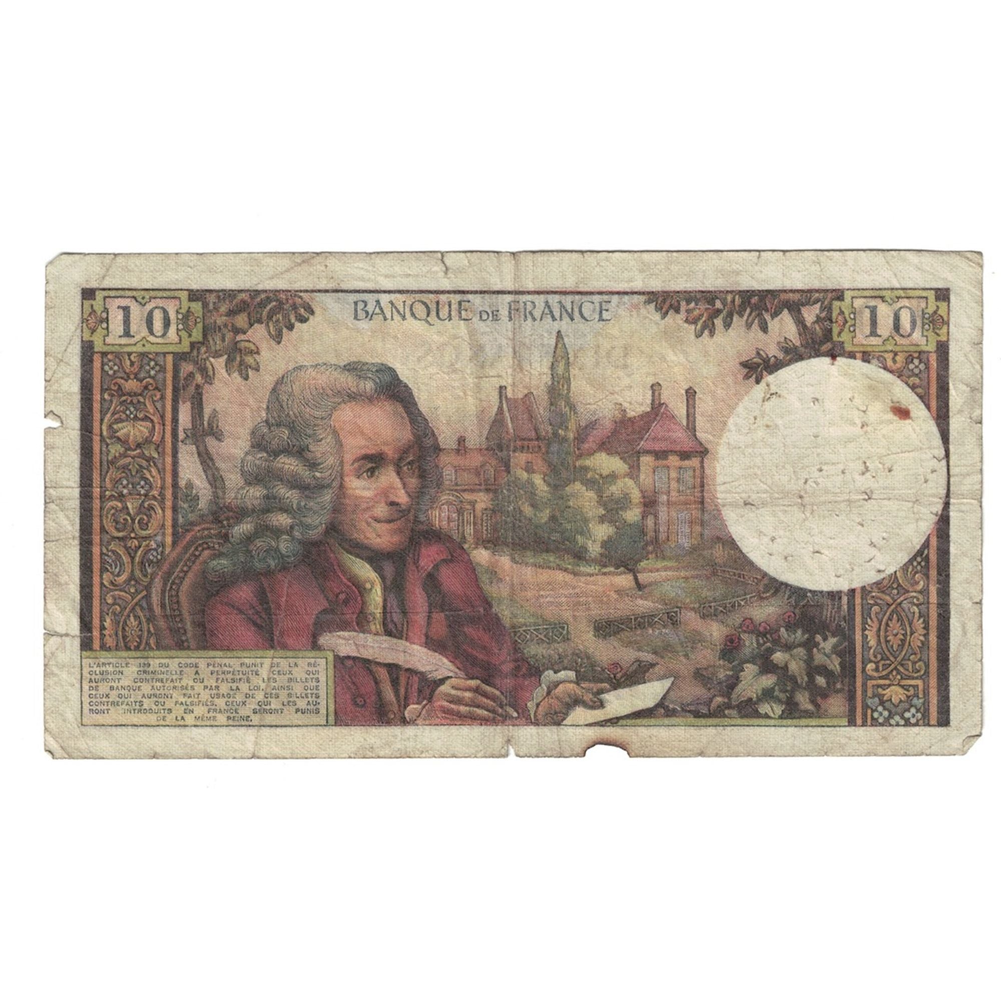 France, 10 Francs, Voltaire, 1970, P.549, F(12-15), Fayette:62.42, KM:147c