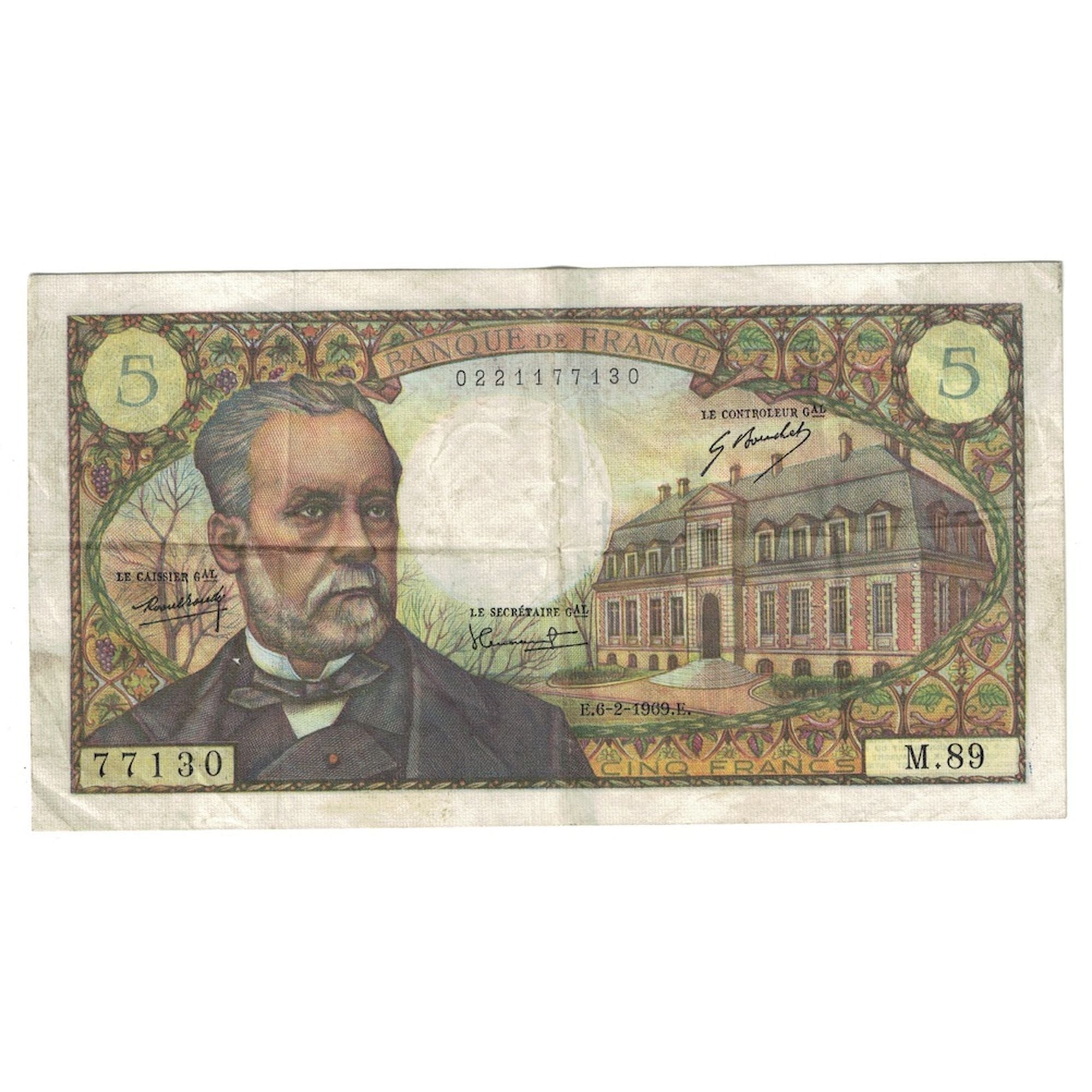 France, 5 Francs, Pasteur, 1969, M.89, VF(30-35), Fayette:61.9, KM:146b