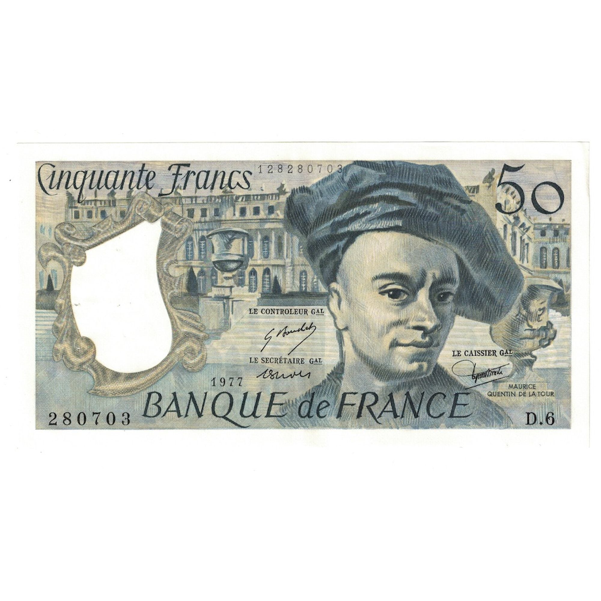 Francja, 50 Francs, Quentin de La Tour, 1977, d.6, UNC(63), Fayette:67.2