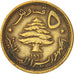 Lebanon, 5 Piastres, 1961, AU(50-53), Aluminum-Bronze, KM:21