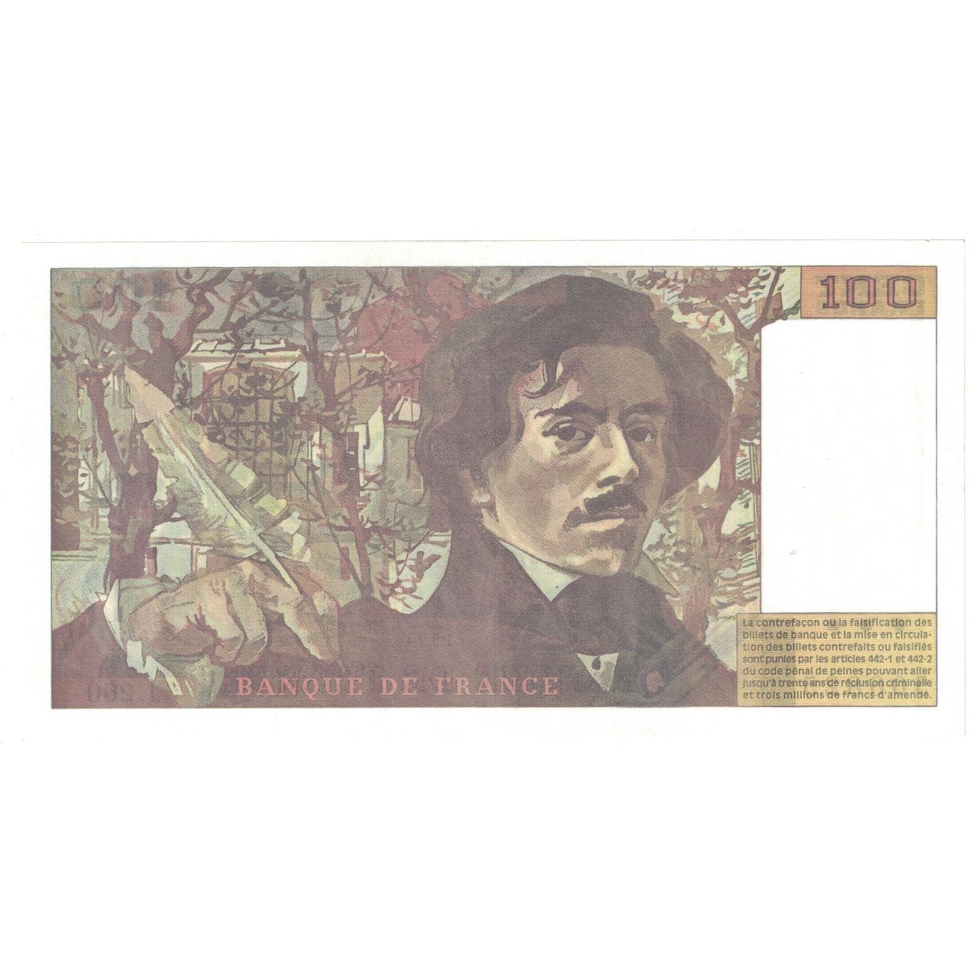 France, 100 Francs, Delacroix, 1994, J.260, AU(55-58), Fayette:69ter.1a, KM:154h