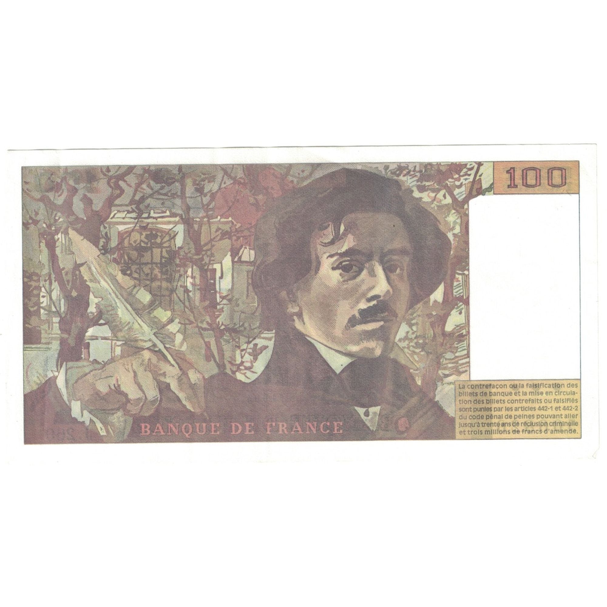 França, 100 Francs, Delacroix, 1994, J.260, AU(55-58), Fayette:69ter.1a