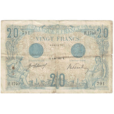 Frankrijk, 20 Francs, Bleu, 1912, H.1740, TB, Fayette:10.2, KM:68b