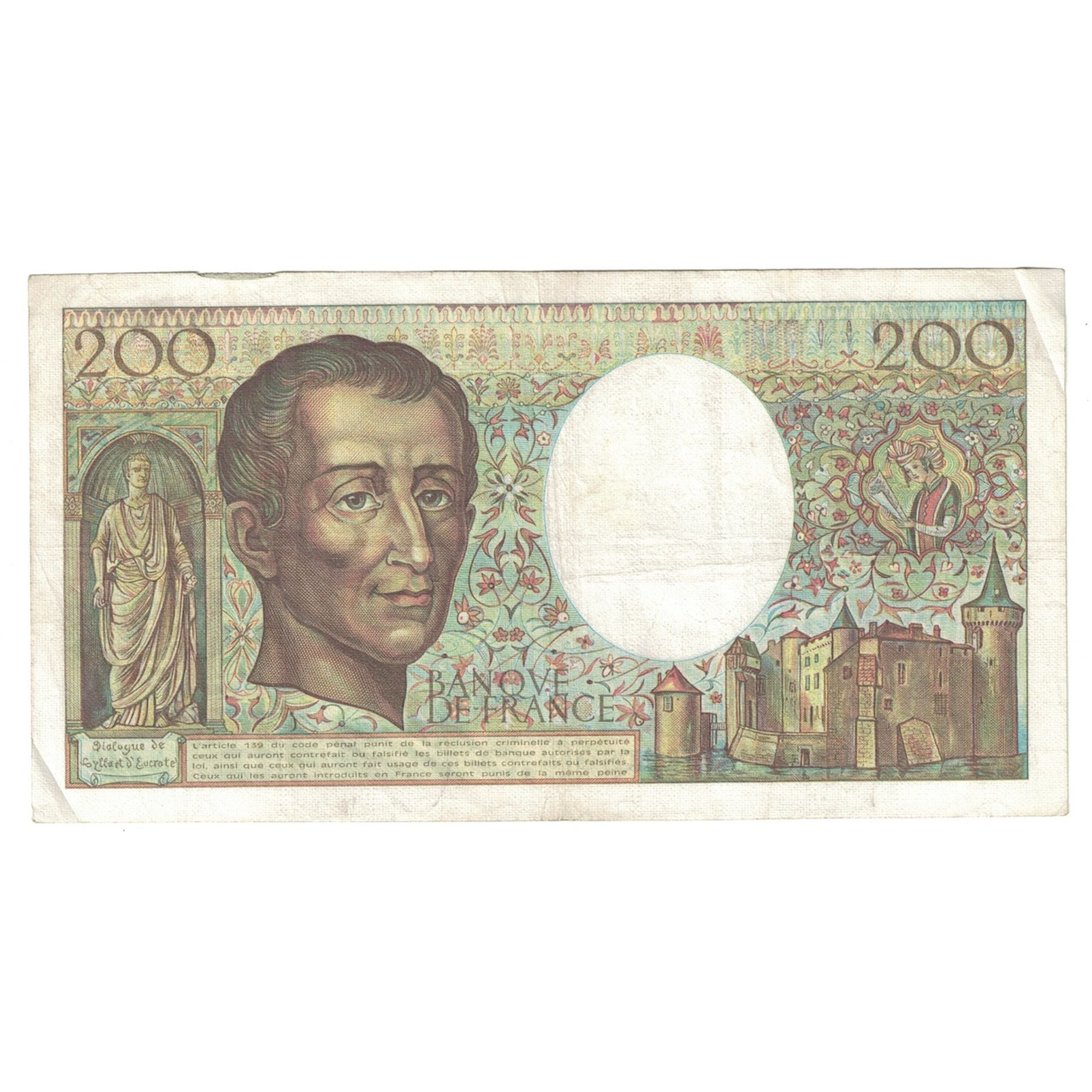 Francia, 200 Francs, Montesquieu, 1986, A.042, MB+, Fayette:70.6, KM:155a