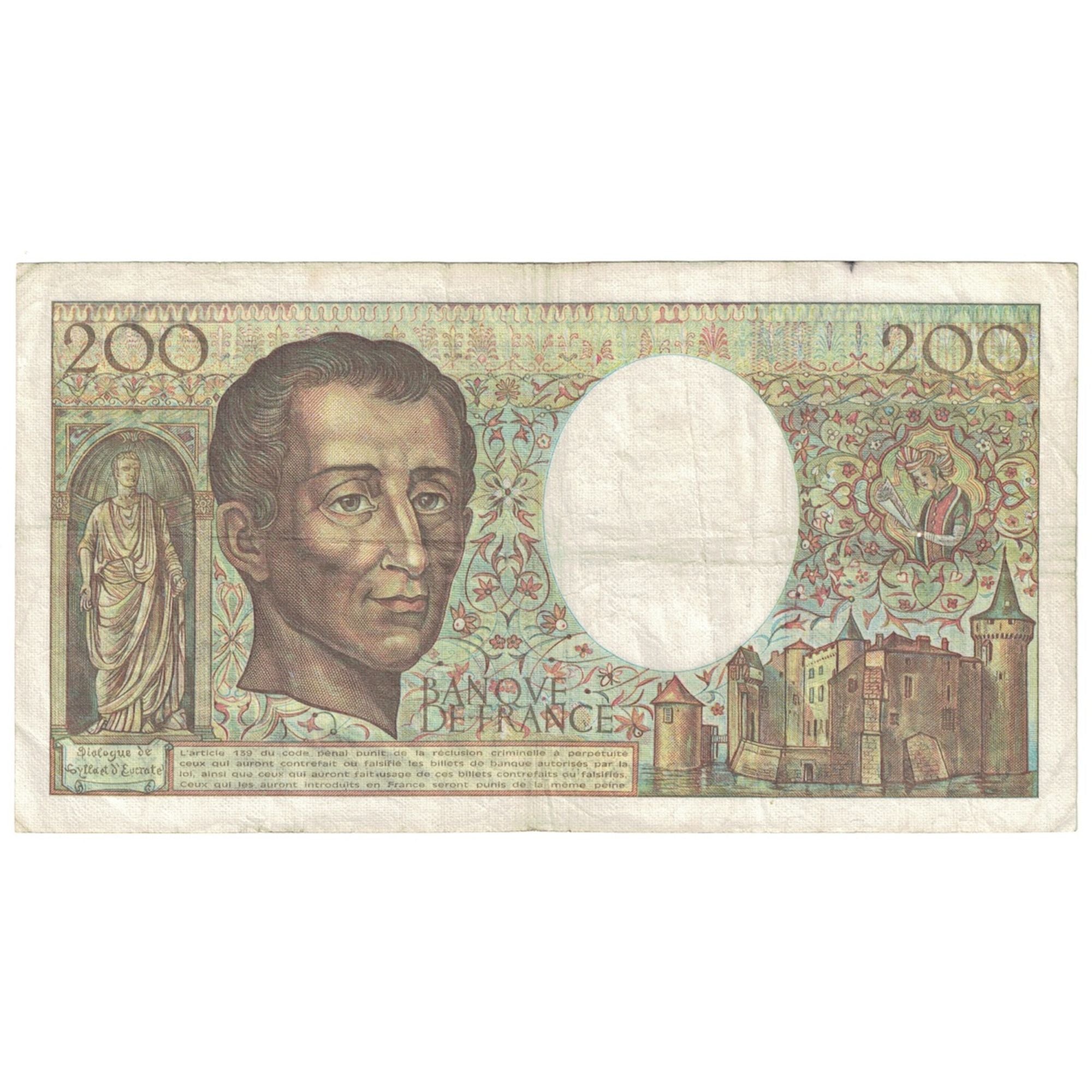 França, 200 Francs, Montesquieu, 1987, X.045, VF(30-35), Fayette:70.7, KM:155b