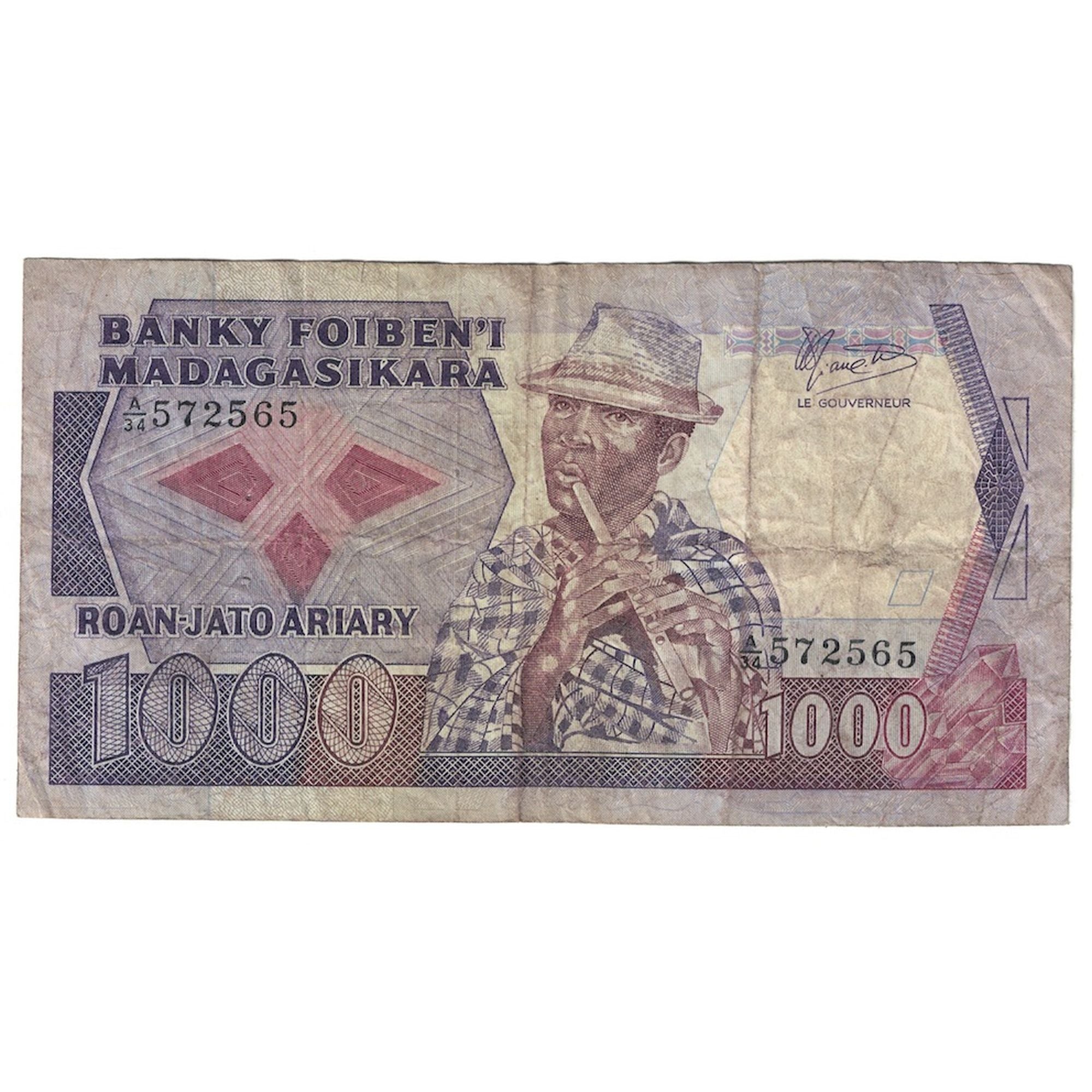 Banknote, Madagascar, 1000 Francs = 200 Ariary, Undated (1988-93), KM:72a