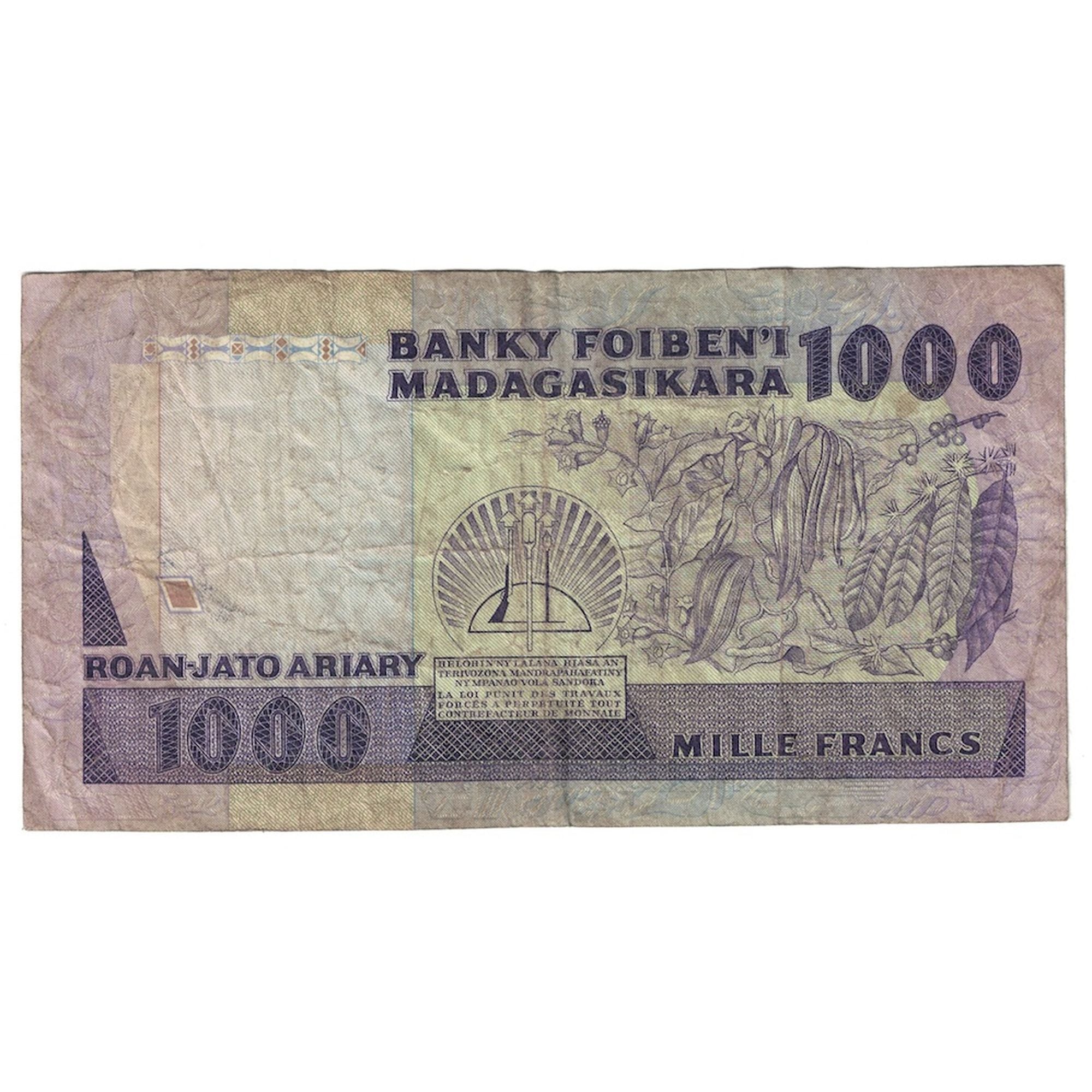 Banknote, Madagascar, 1000 Francs = 200 Ariary, Undated (1988-93), KM:72a