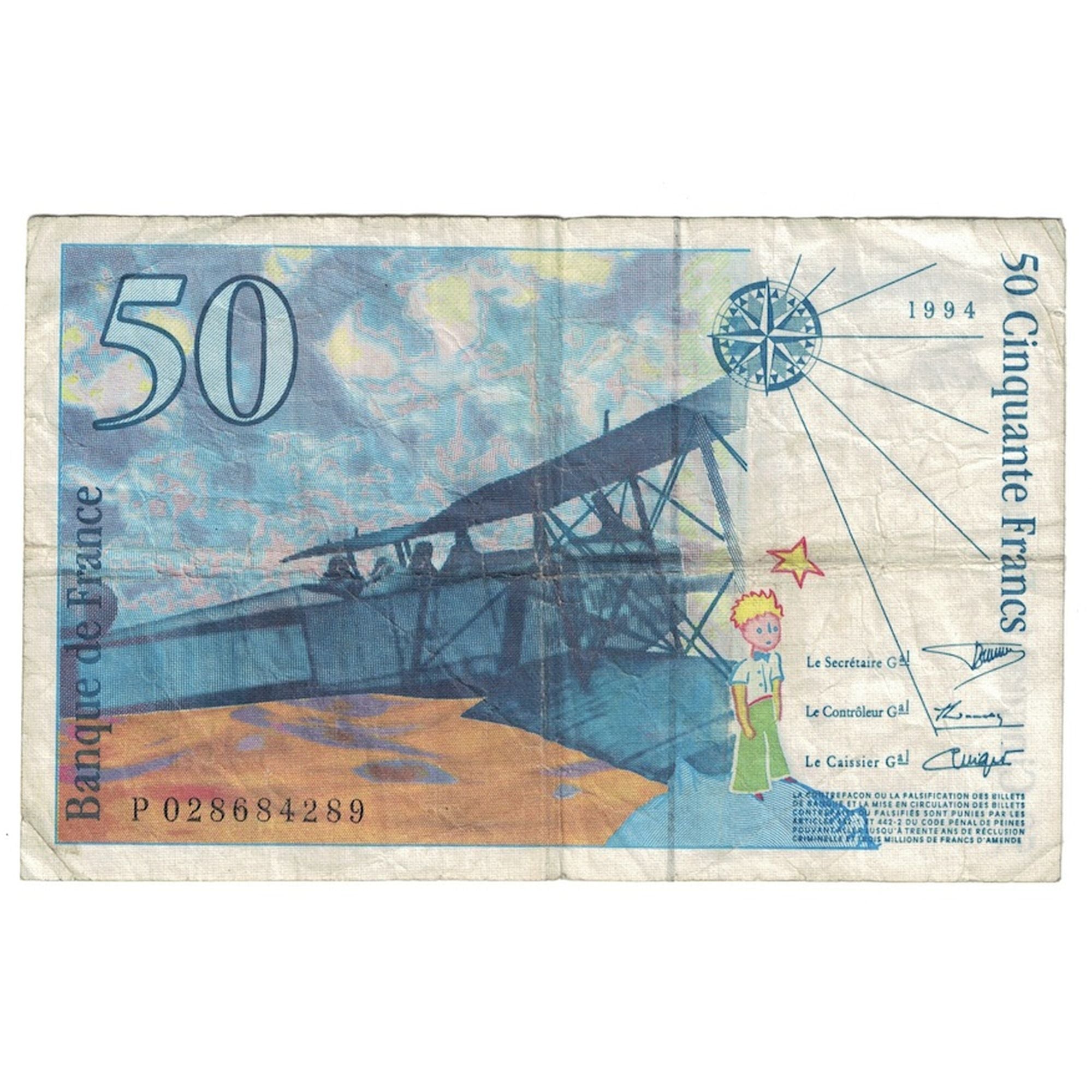 Francja, 50 Francs, St Exupéry, 1992, P.028684289, VF(20-25), Fayette:72.1b