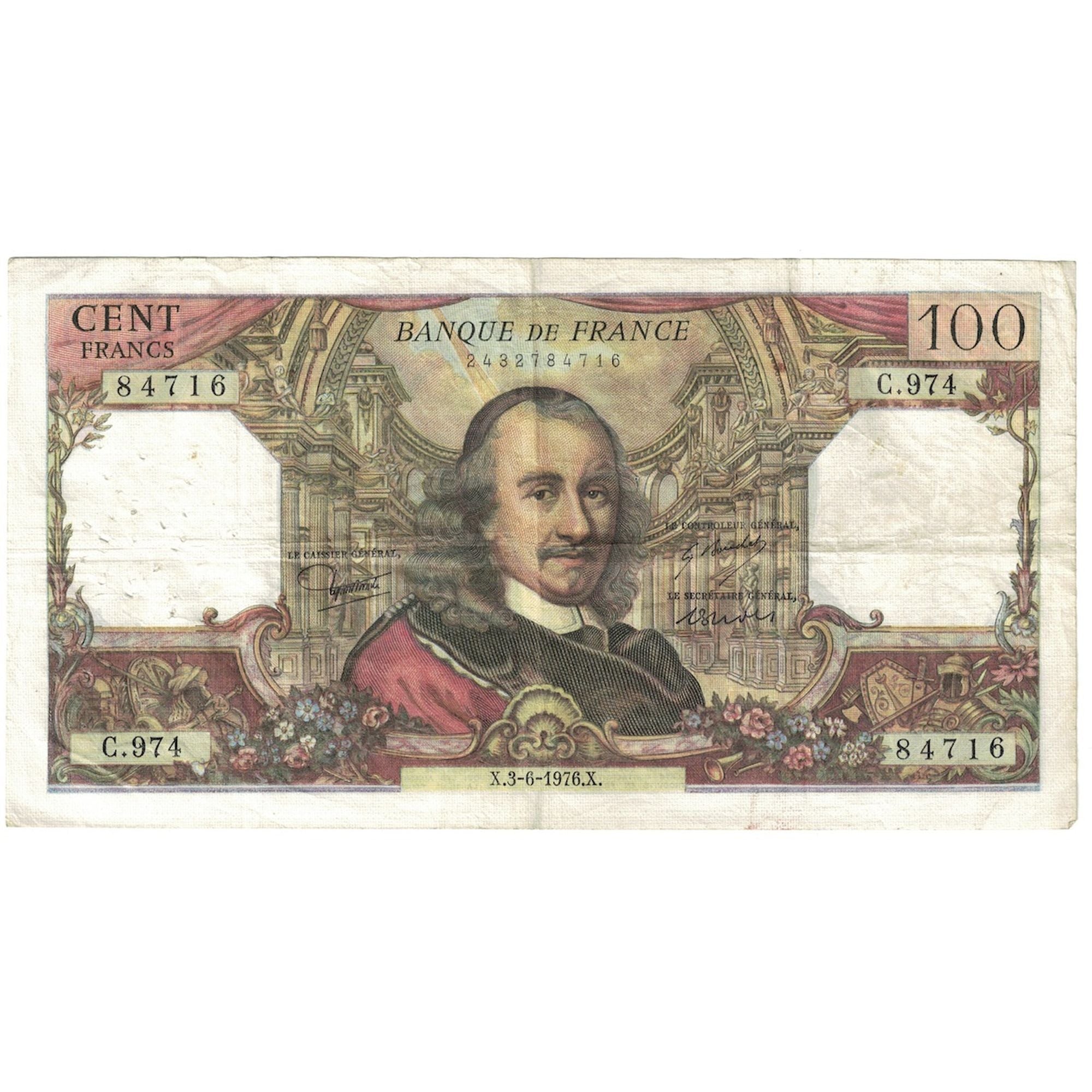 Francia, 100 Francs, Corneille, 1976, C.974, MB+, Fayette:65.53, KM:149f