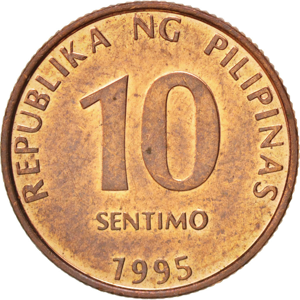 Philippines, 10 Sentimos, 1995, MS(63), Copper Plated Steel, KM:270.1