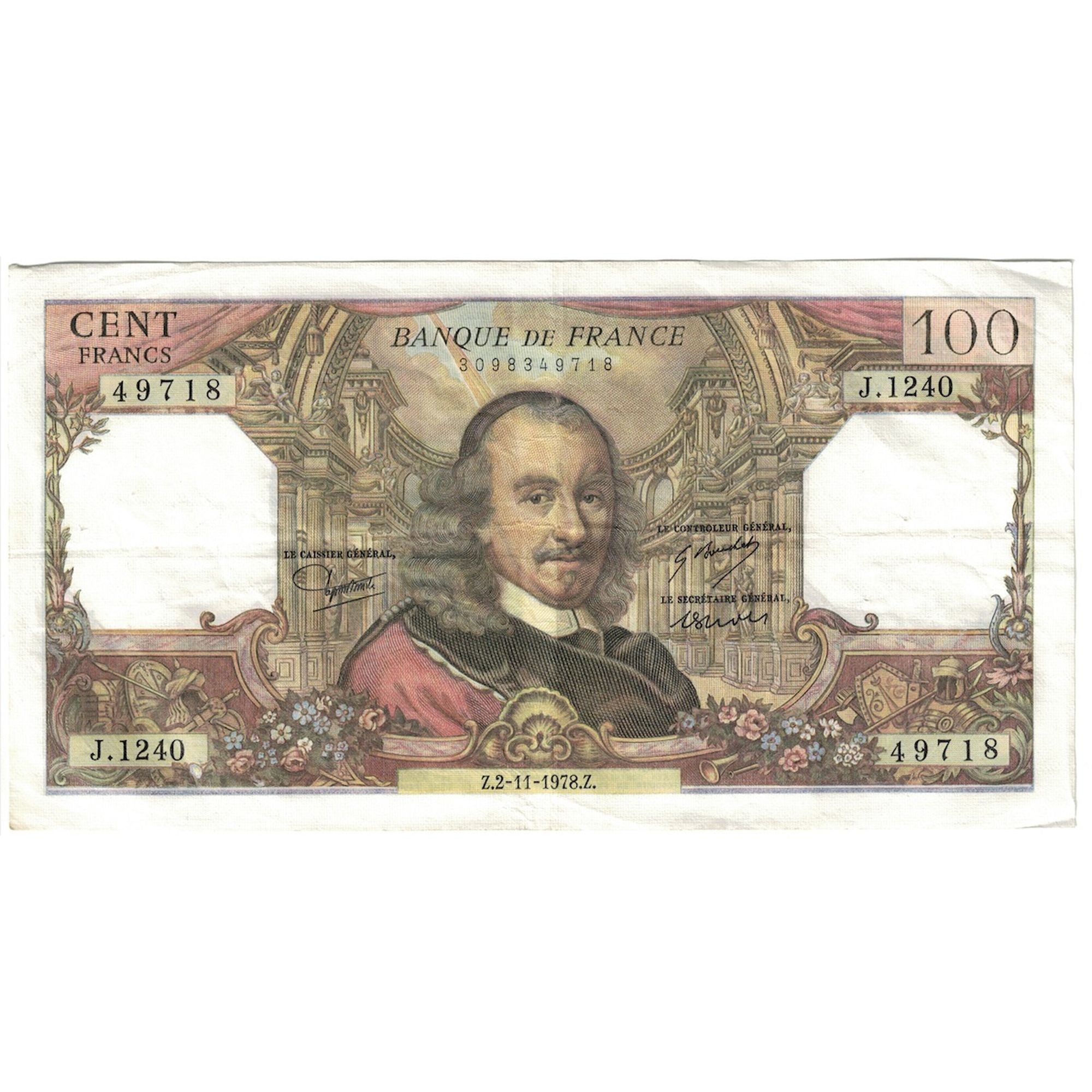 France, 100 Francs, Corneille, 1978, J.1240, TTB, Fayette:65.64, KM:149f