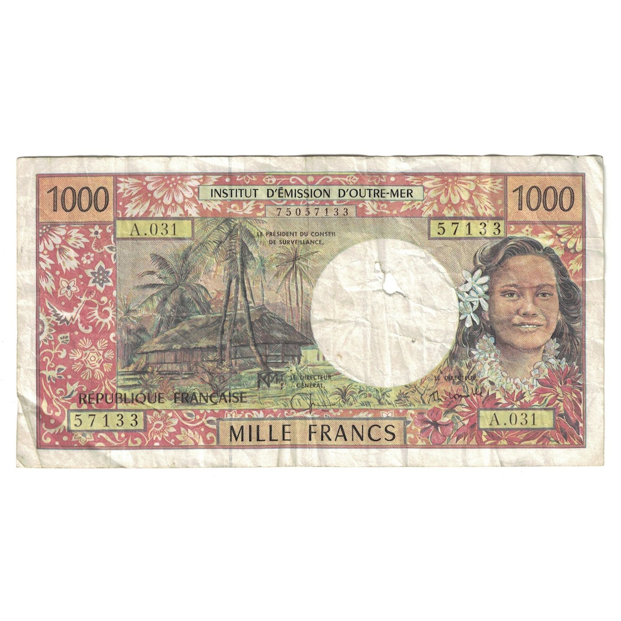 Banknote, Tahiti, 1000 Francs, Undated (1971-85), KM:27d, VF(20-25)