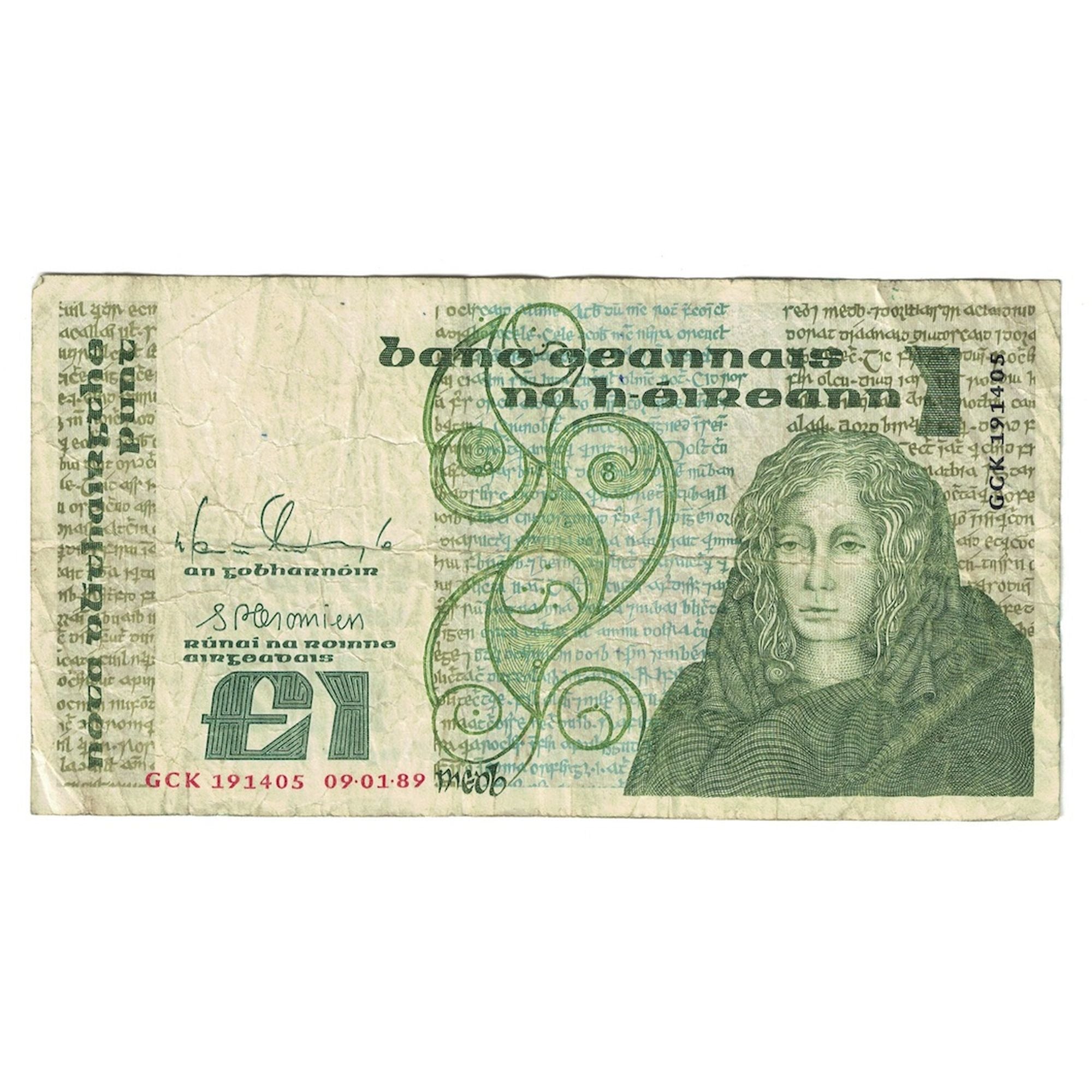 Banknote, Ireland - Republic, 1 Pound, 1989, 1989-01-09, KM:70d, VF(20-25)